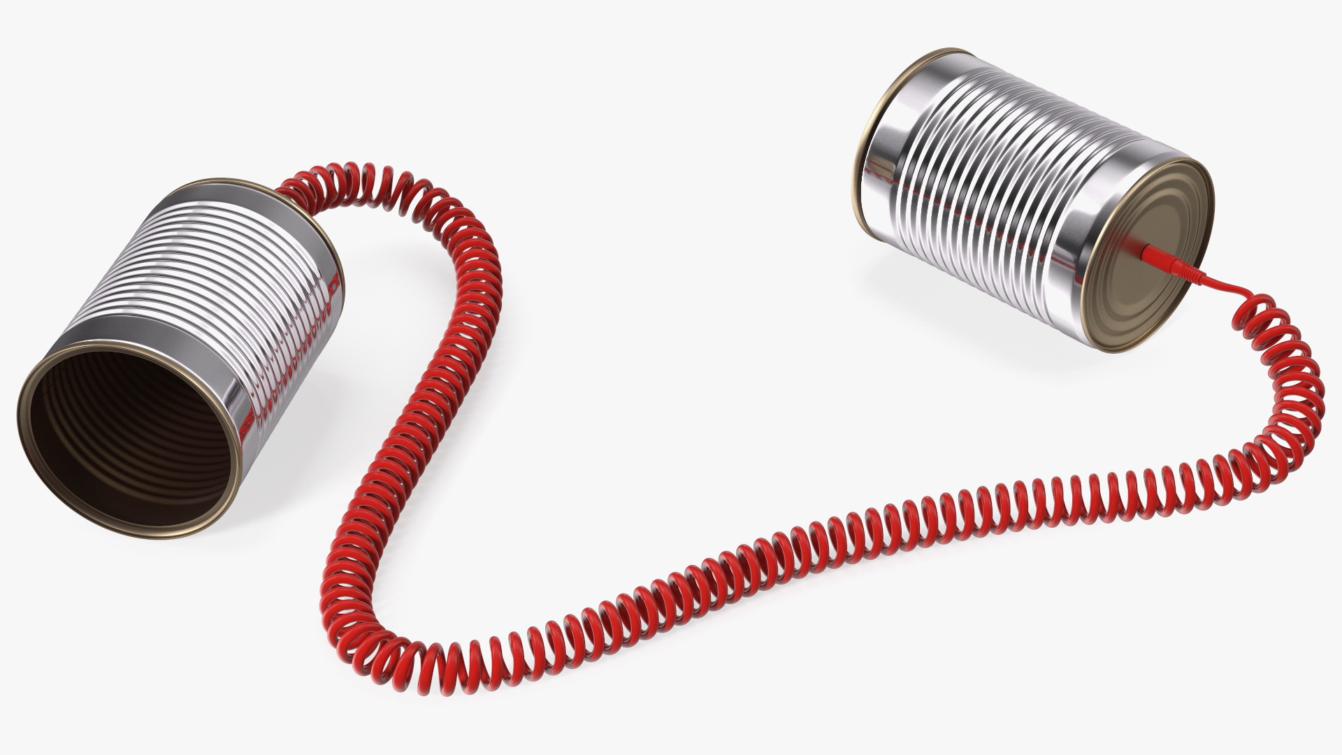 3D model Tin Can Phone with Coiled Cord