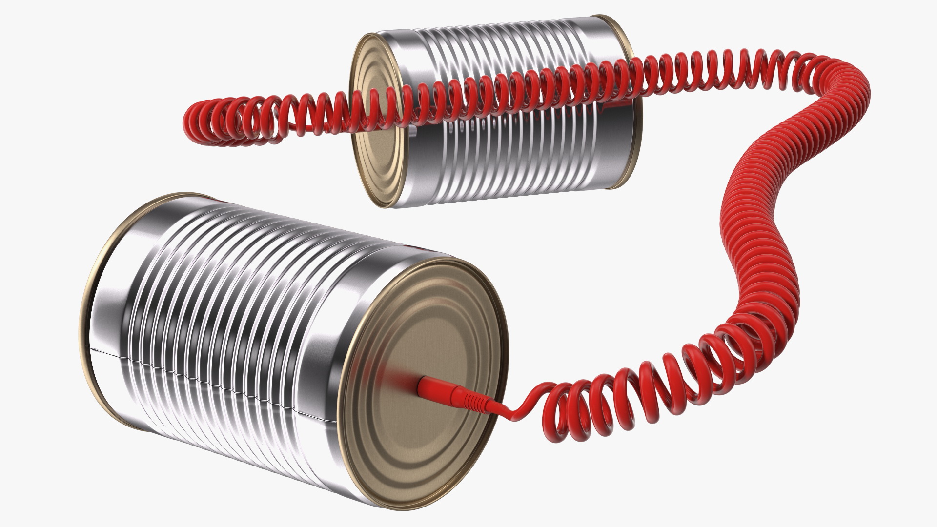 3D model Tin Can Phone with Coiled Cord