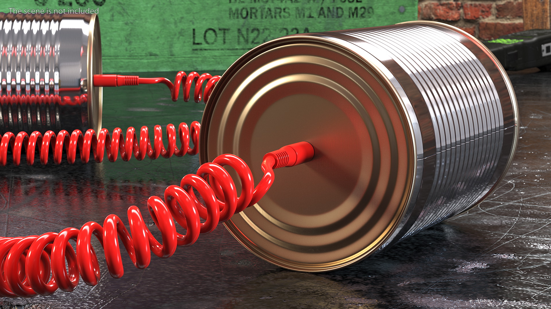 3D model Tin Can Phone with Coiled Cord