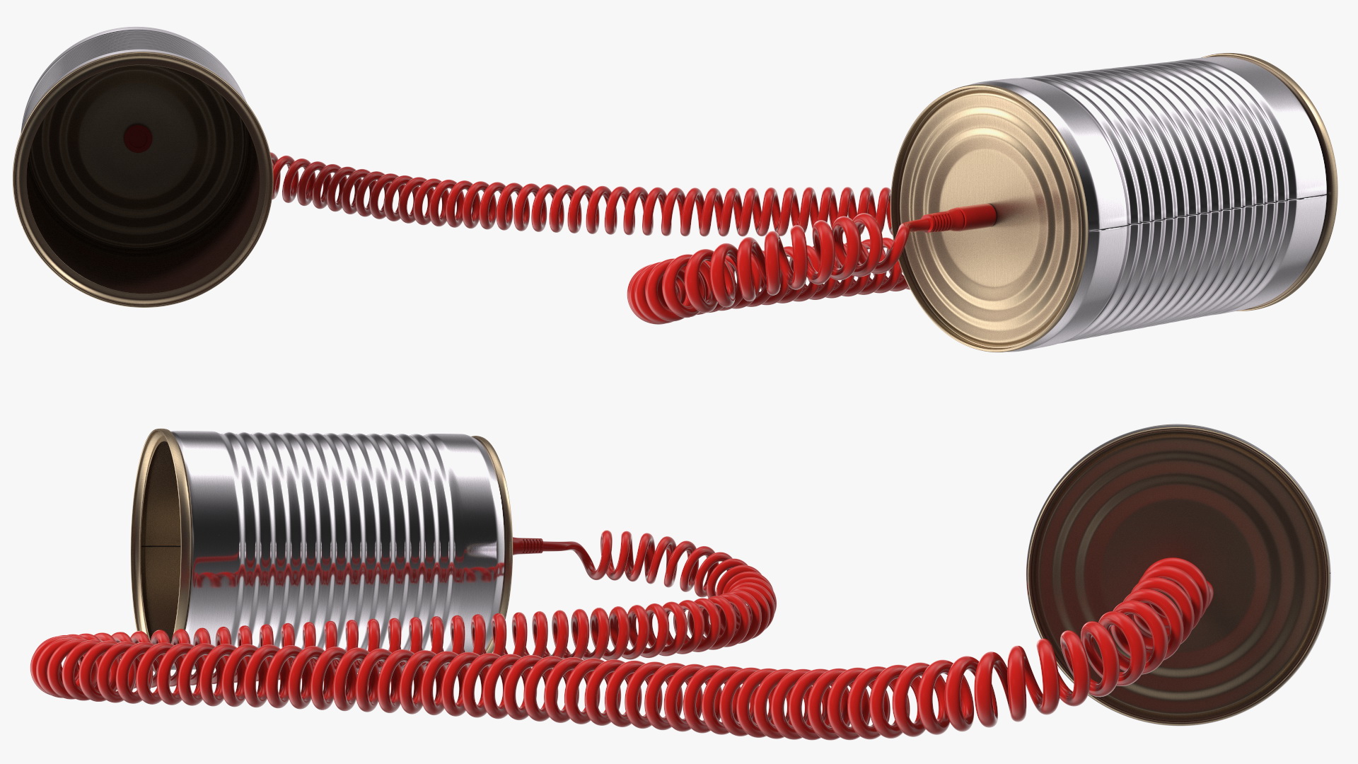 3D model Tin Can Phone with Coiled Cord
