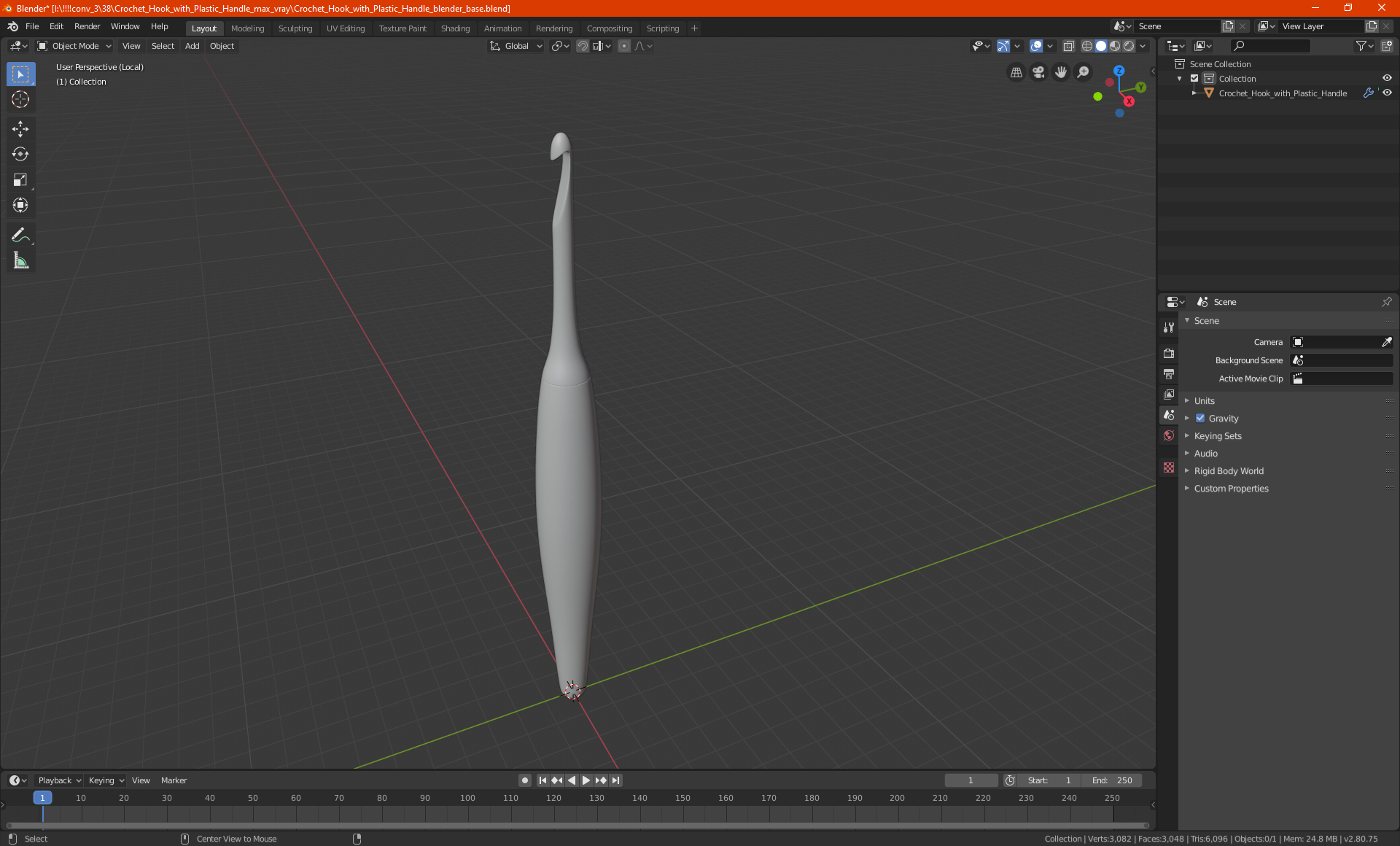 Crochet Hook with Plastic Handle 3D