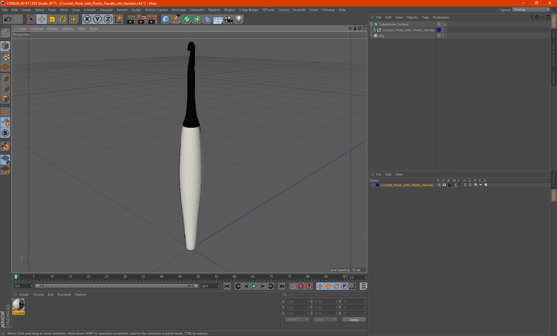Crochet Hook with Plastic Handle 3D