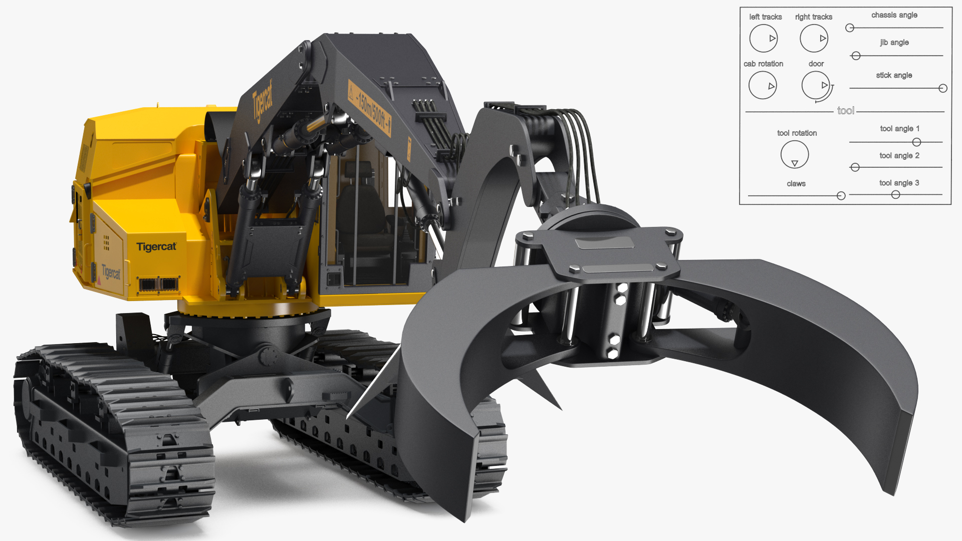 Tigercat 855D Tracked Knuckleboom Loader Rigged 3D
