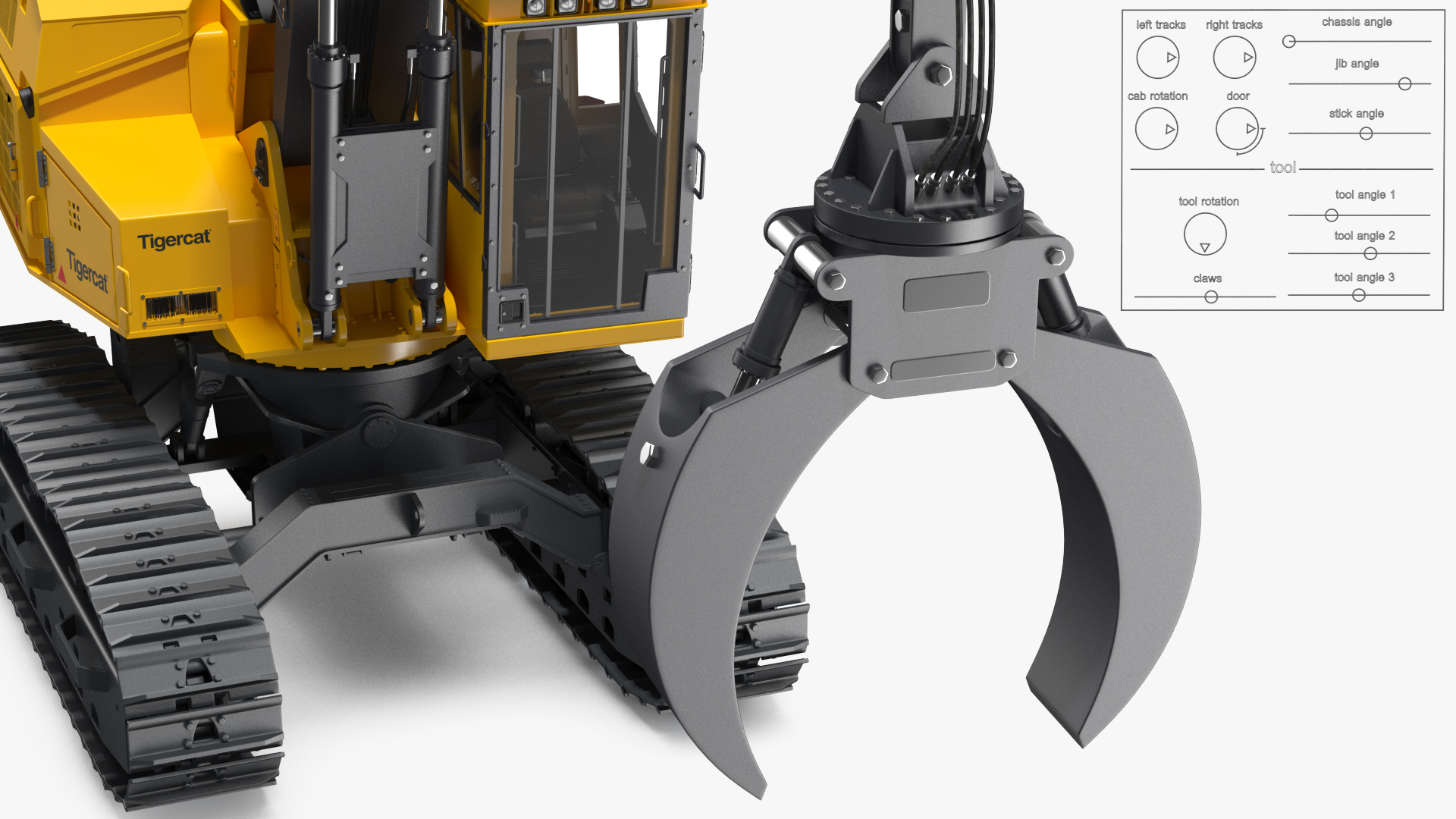 Tigercat 855D Tracked Knuckleboom Loader Rigged 3D