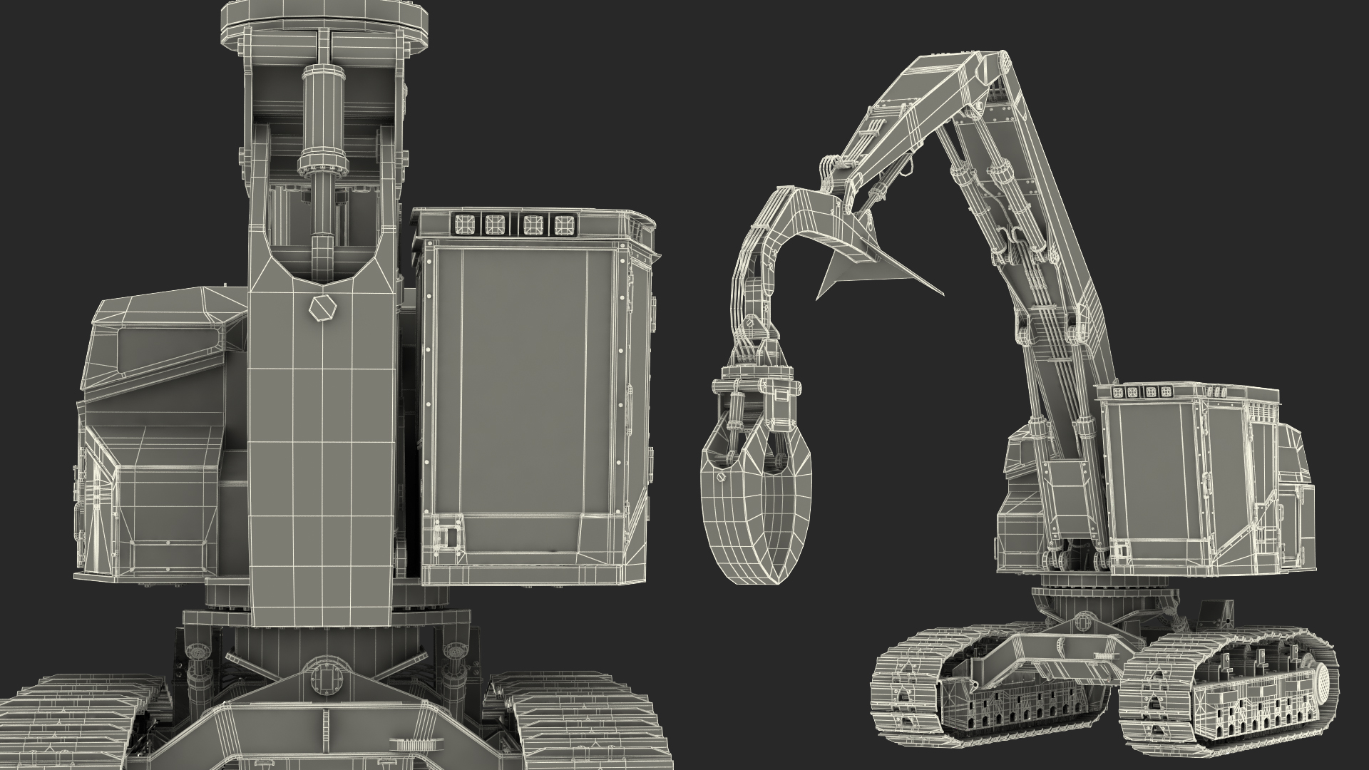 Tigercat 855D Tracked Knuckleboom Loader Rigged 3D