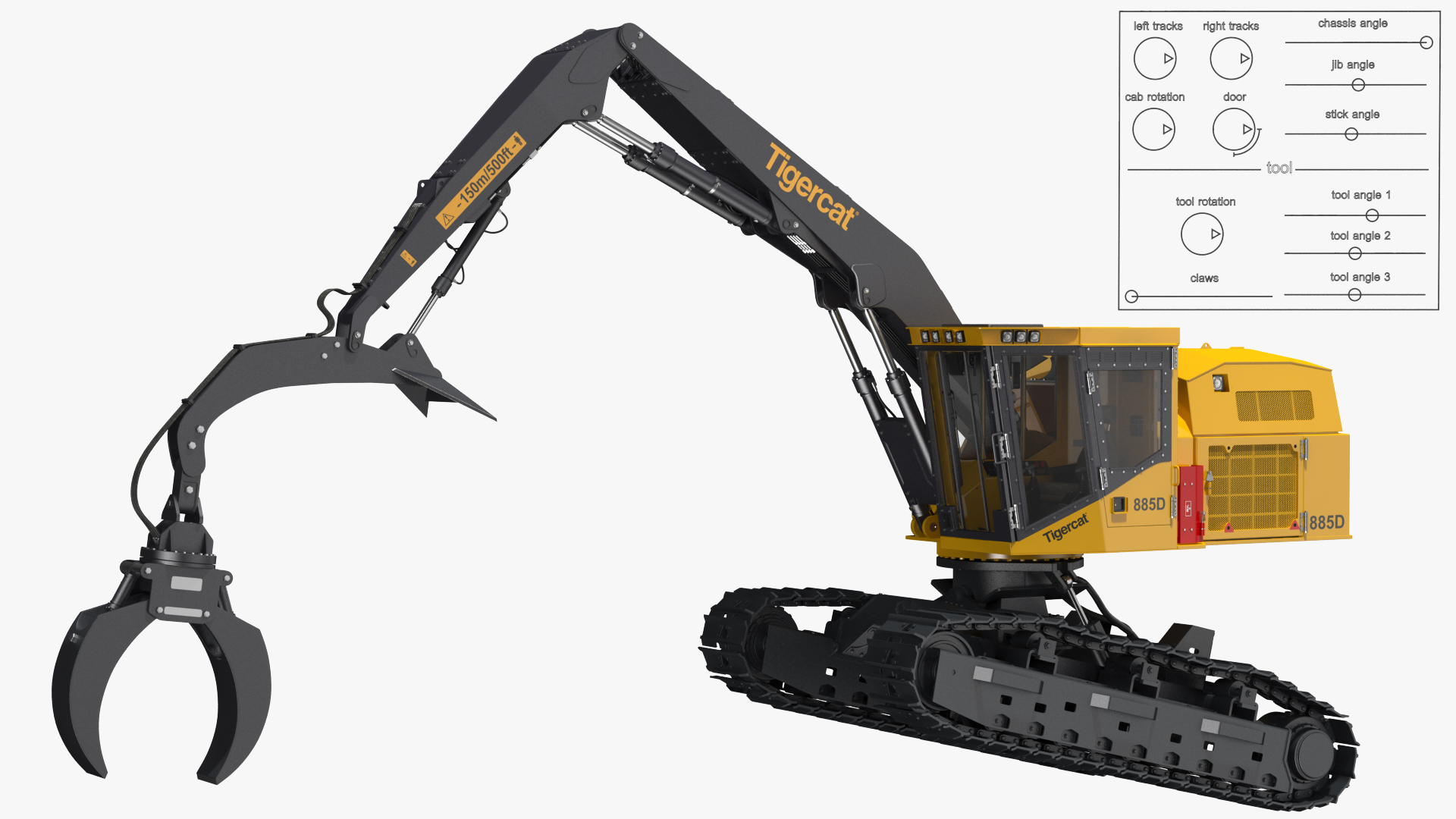 Tigercat 855D Tracked Knuckleboom Loader Rigged 3D