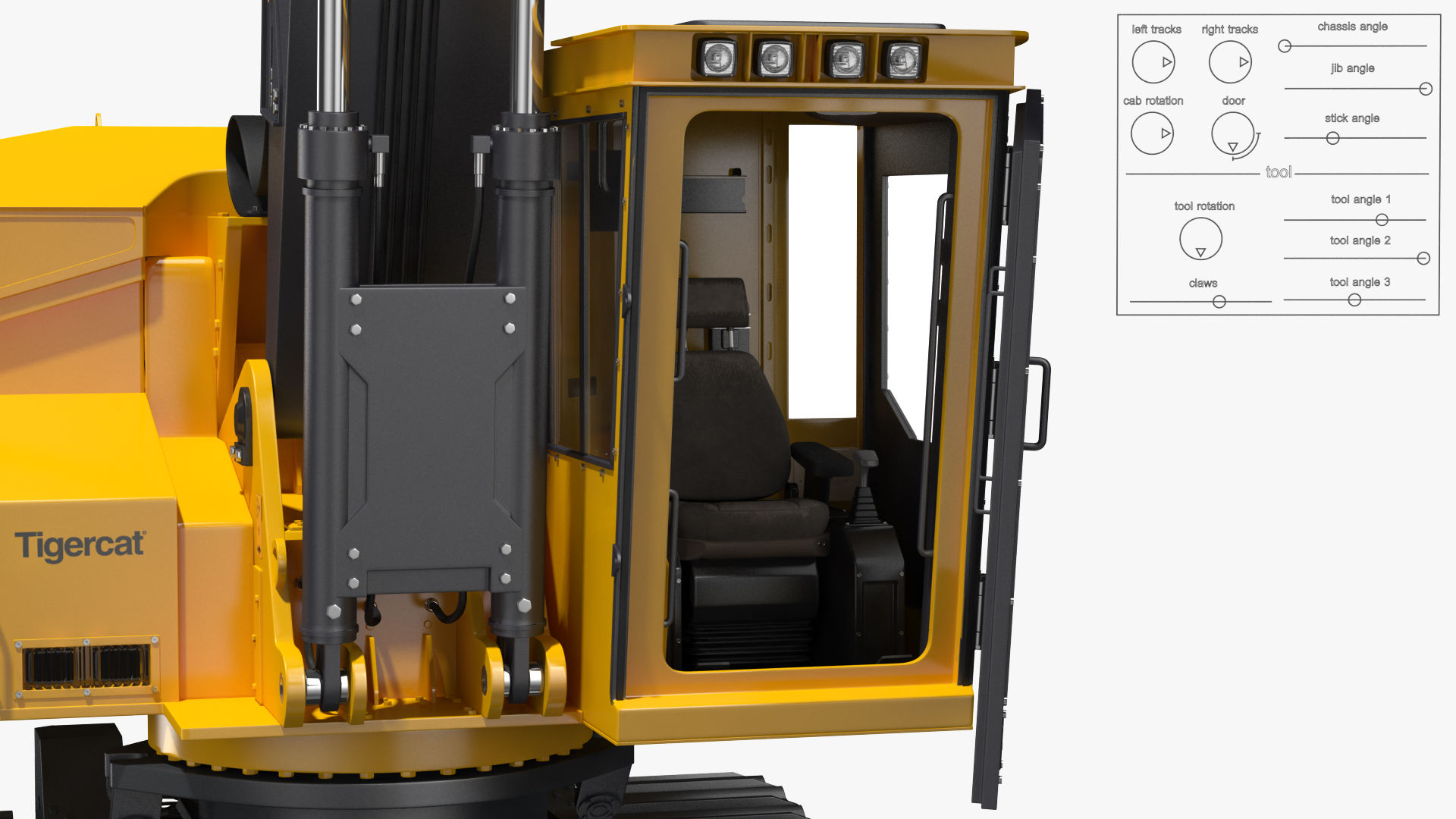 Tigercat 855D Tracked Knuckleboom Loader Rigged 3D