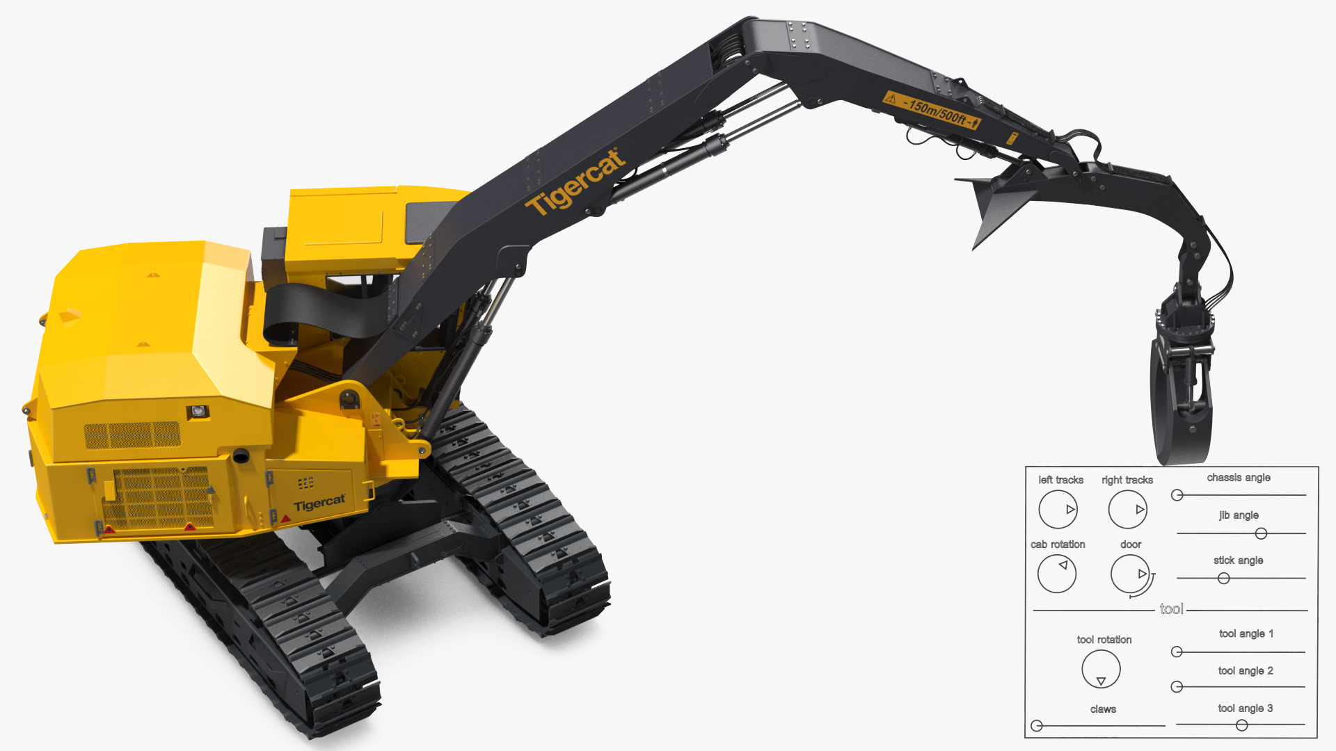 Tigercat 855D Tracked Knuckleboom Loader Rigged 3D