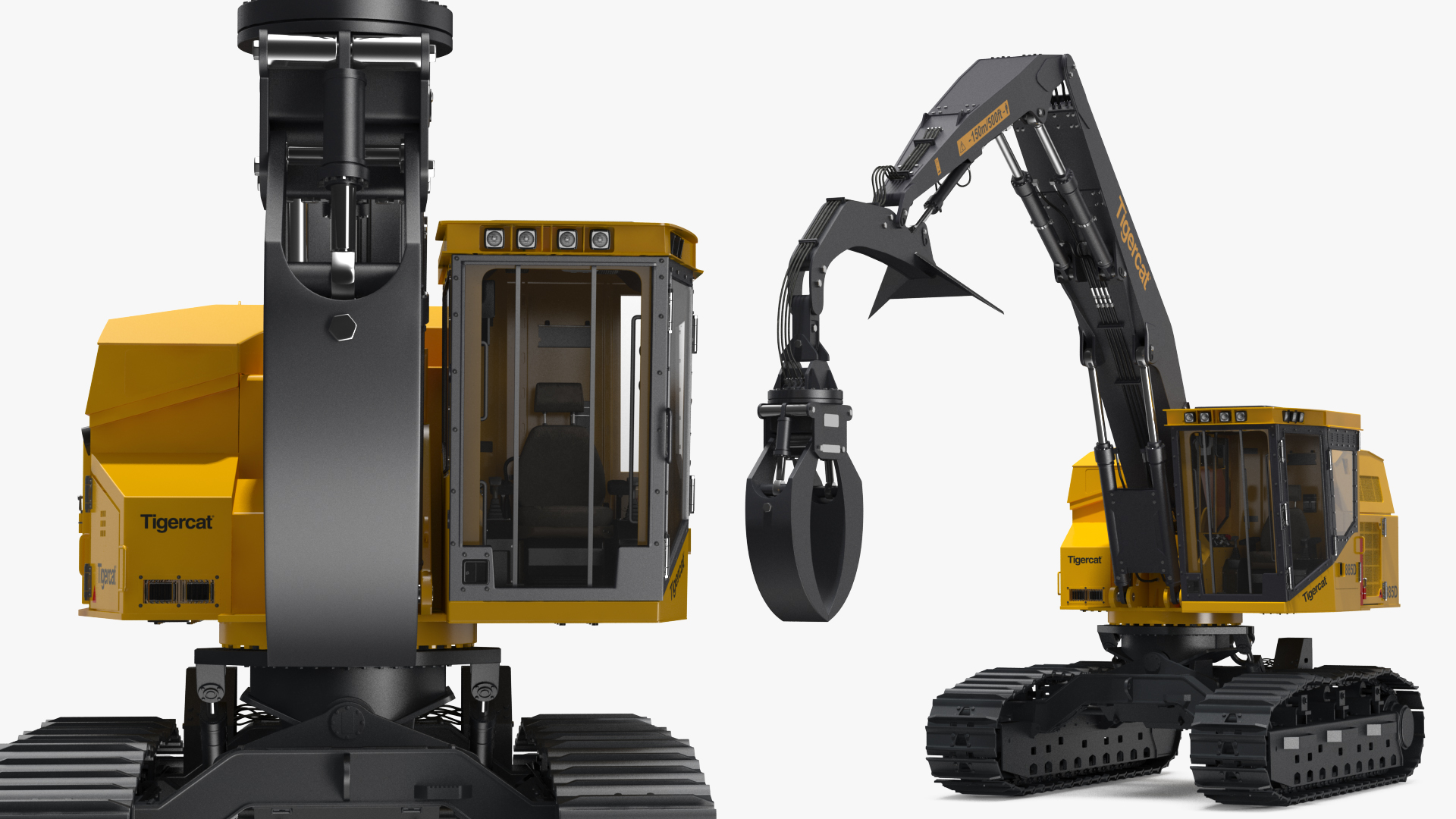 Tigercat 855D Tracked Knuckleboom Loader Rigged 3D