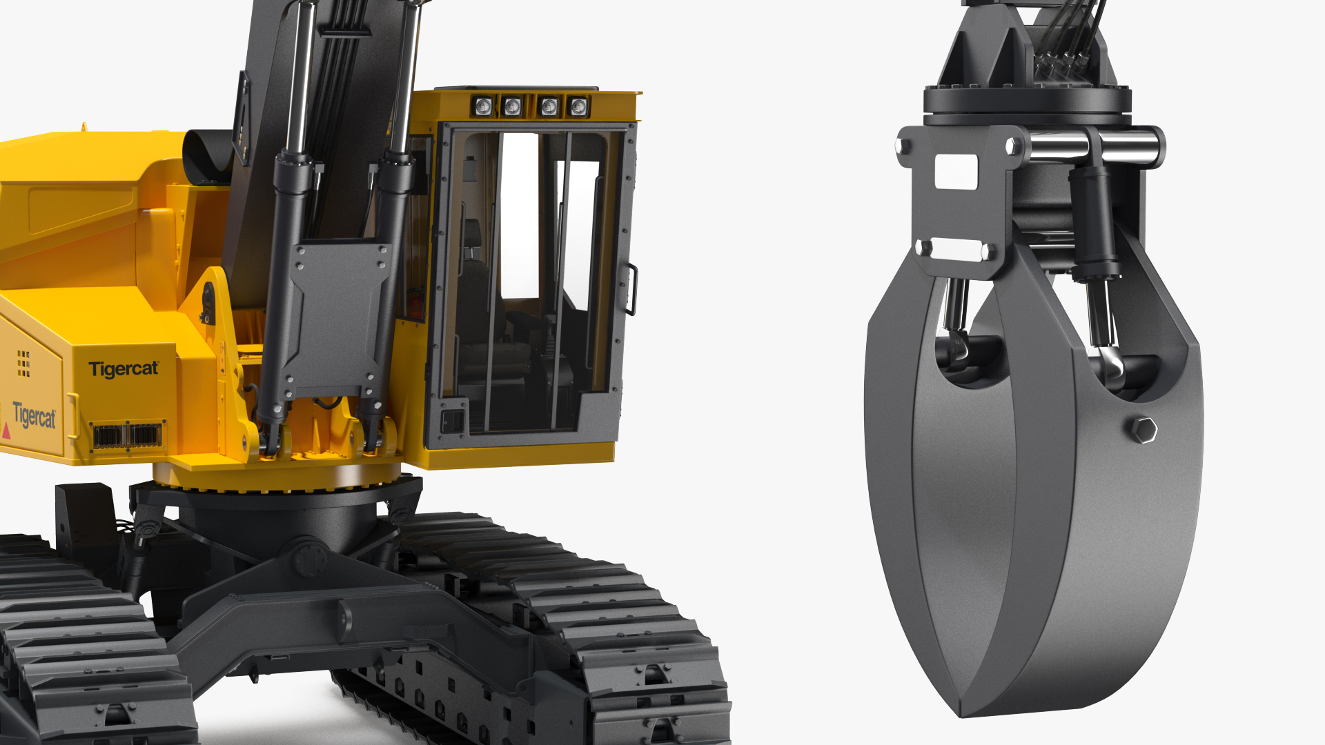 Tigercat 855D Tracked Knuckleboom Loader Rigged 3D