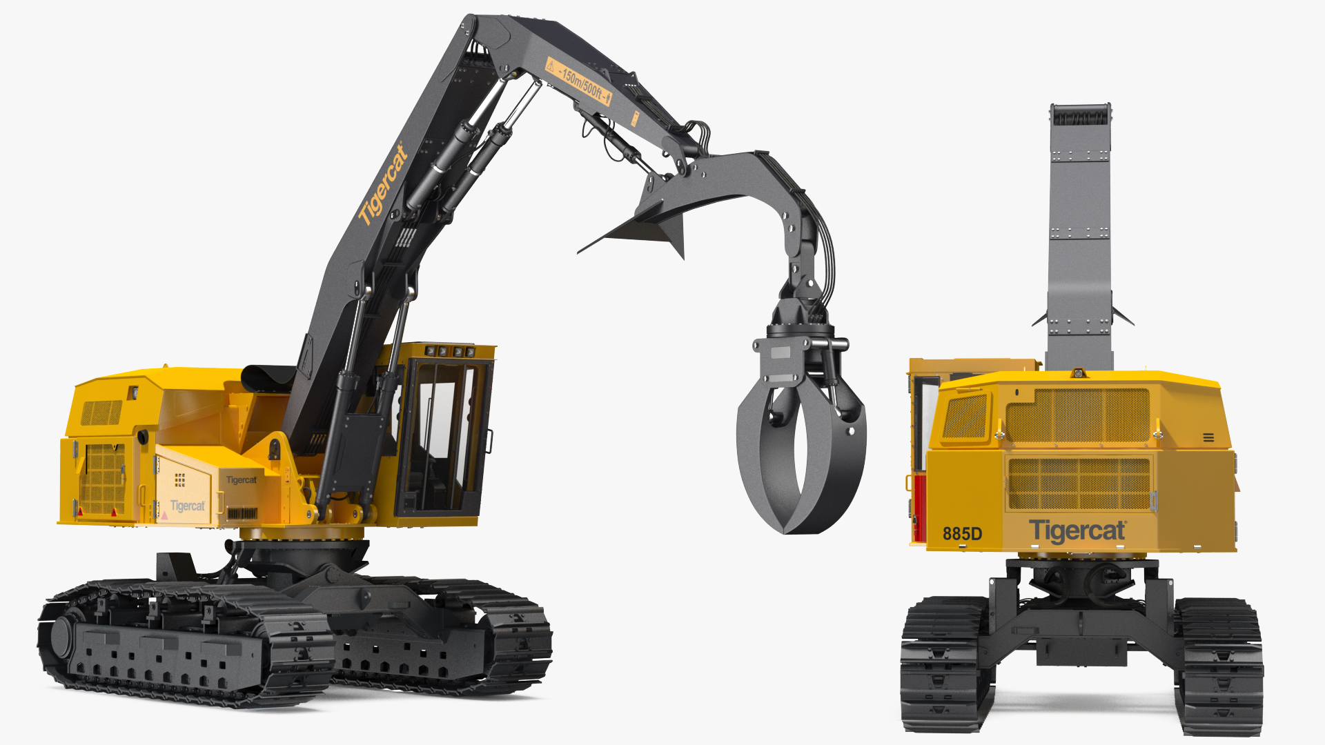 Tigercat 855D Tracked Knuckleboom Loader Rigged 3D