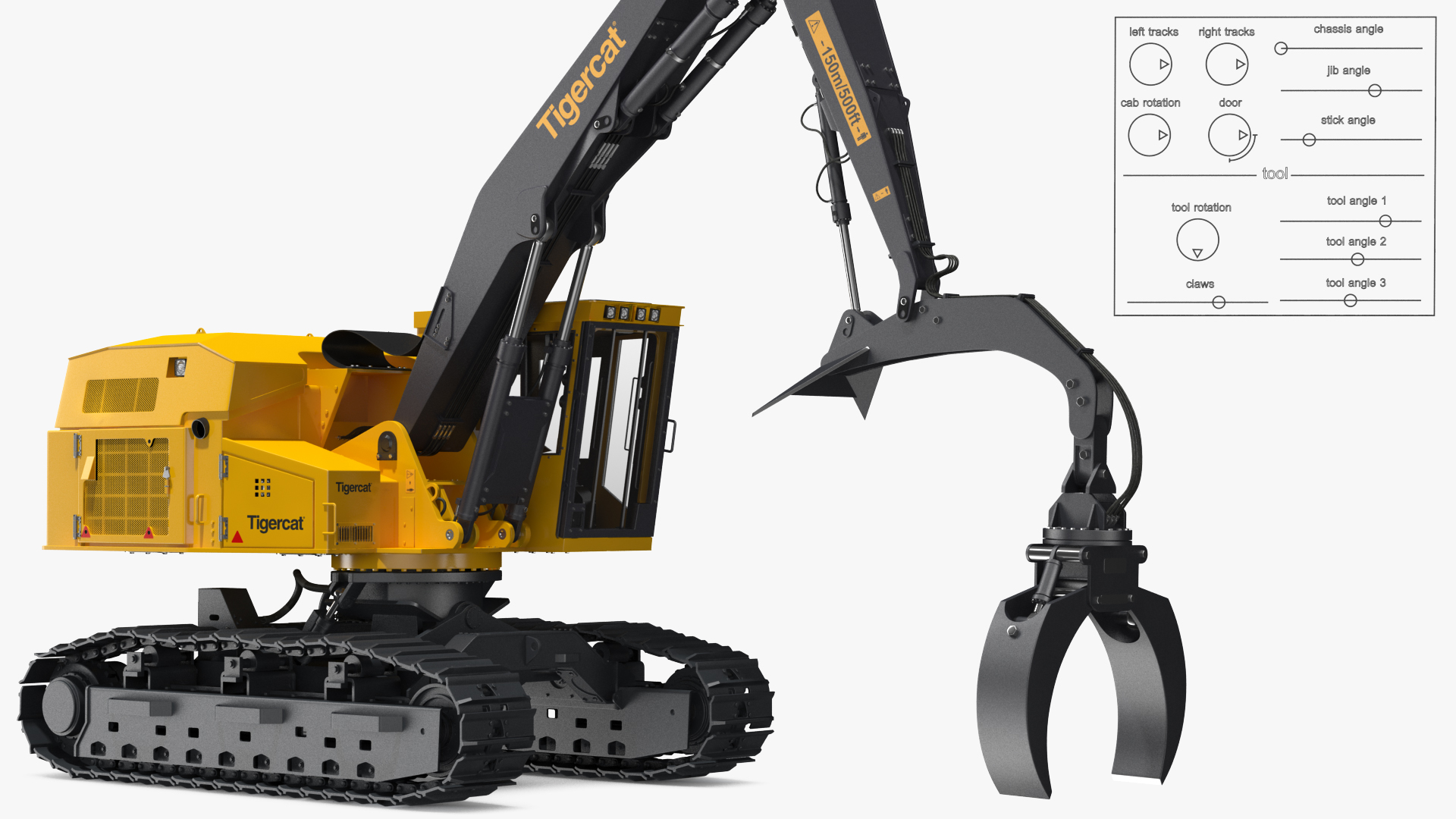 Tigercat 855D Tracked Knuckleboom Loader Rigged 3D