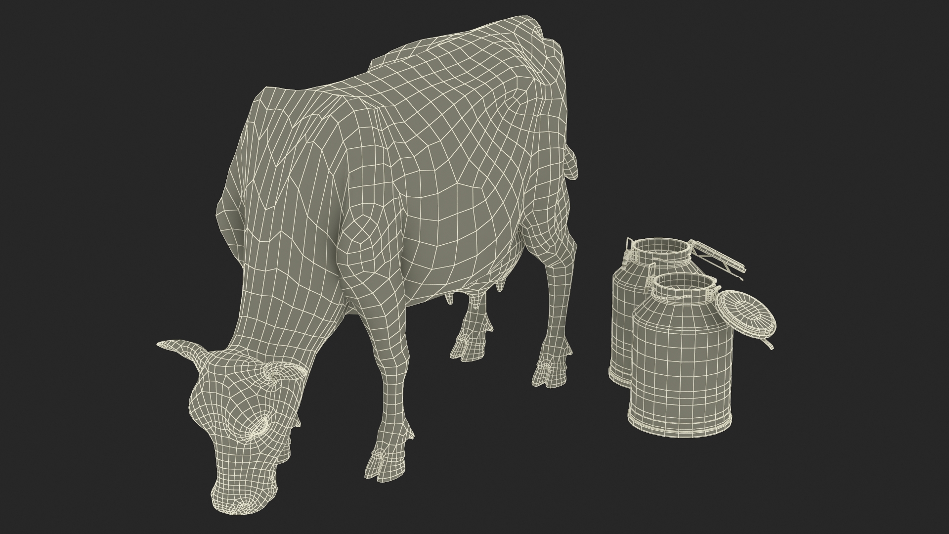 Mini Cow and Milk Bucket 3D model