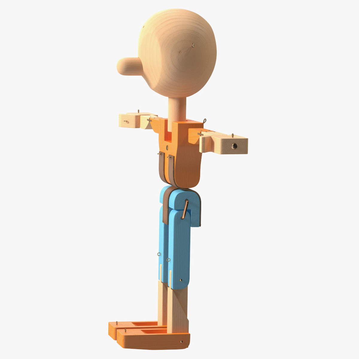 3D model Colored Wooden Character Rigged for Maya