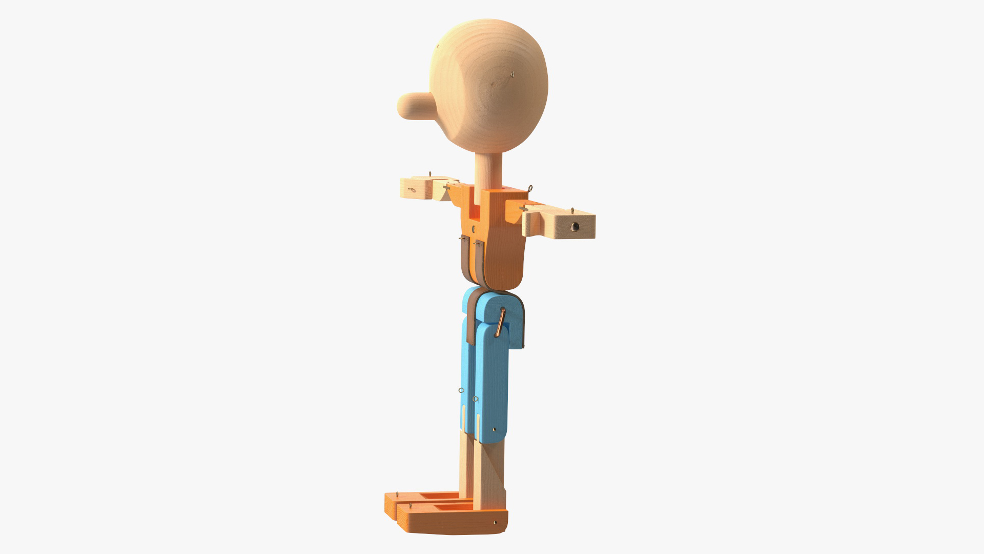 3D model Colored Wooden Character Rigged for Maya