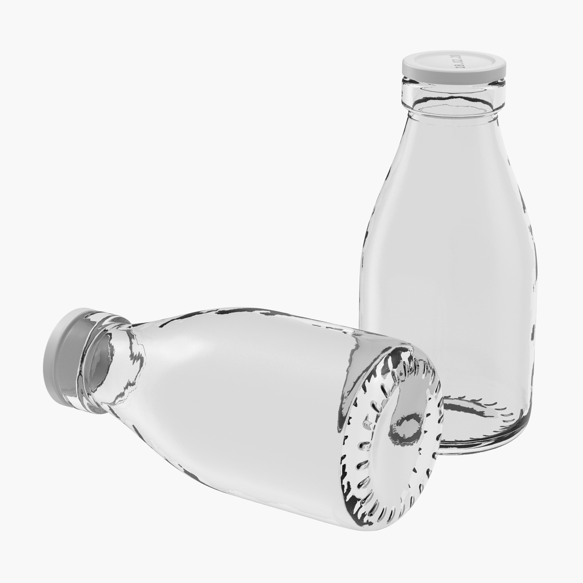 3D Milk Glass Pint Bottle Empty model