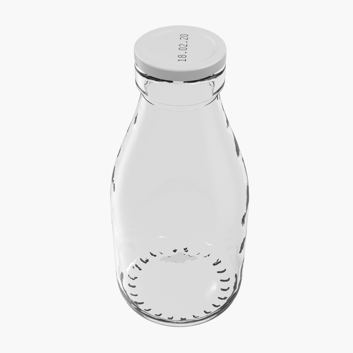 3D Milk Glass Pint Bottle Empty model
