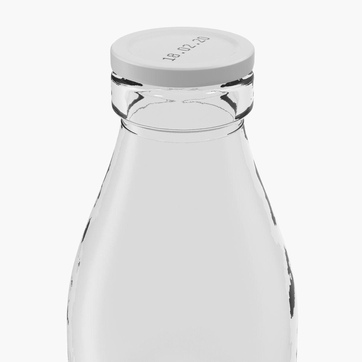 3D Milk Glass Pint Bottle Empty model
