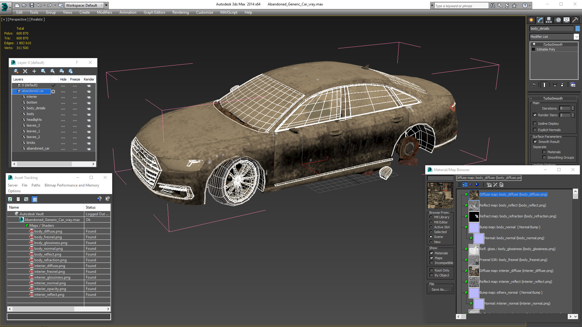 3D Abandoned Generic Car