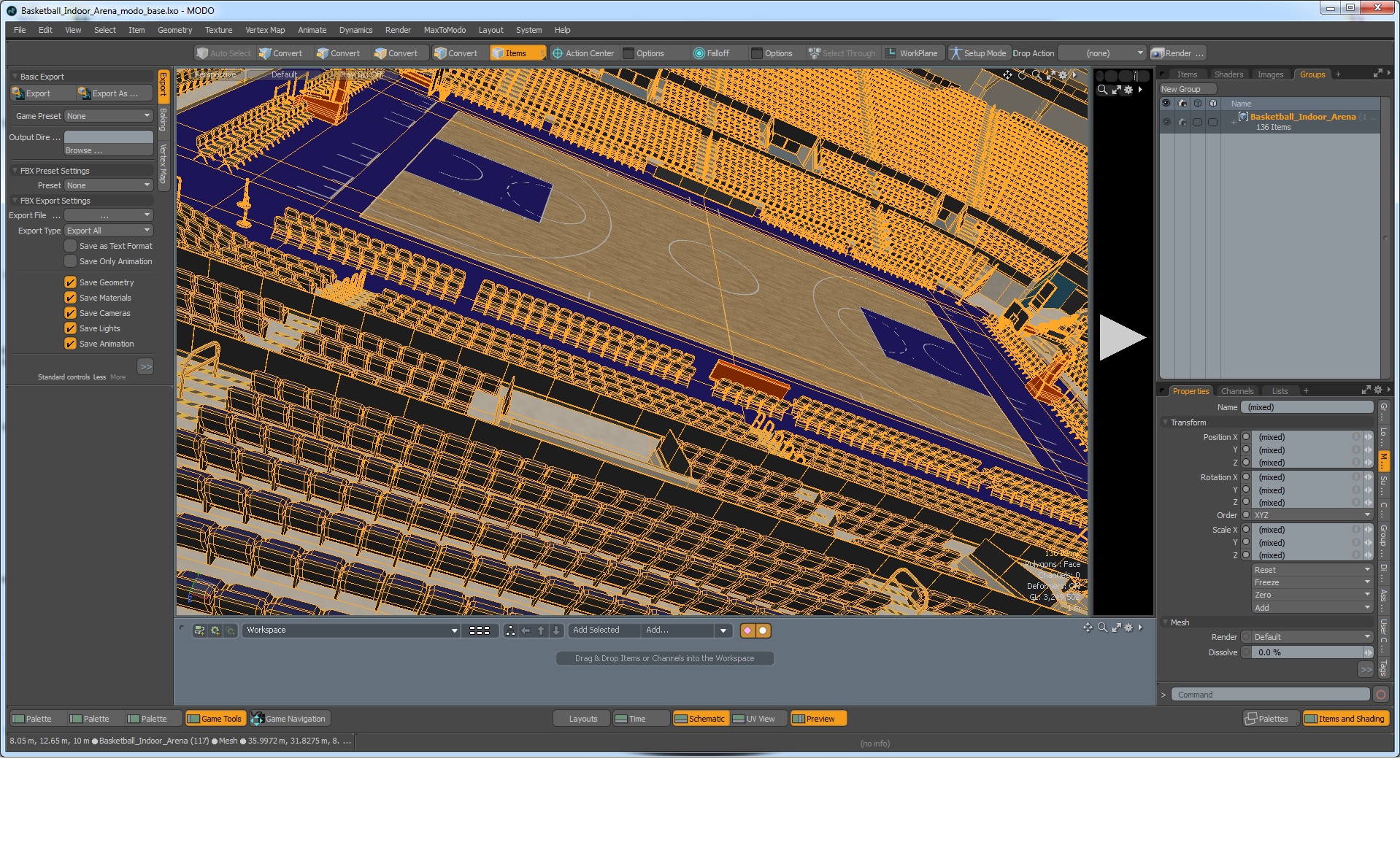 3D Basketball Indoor Arena model