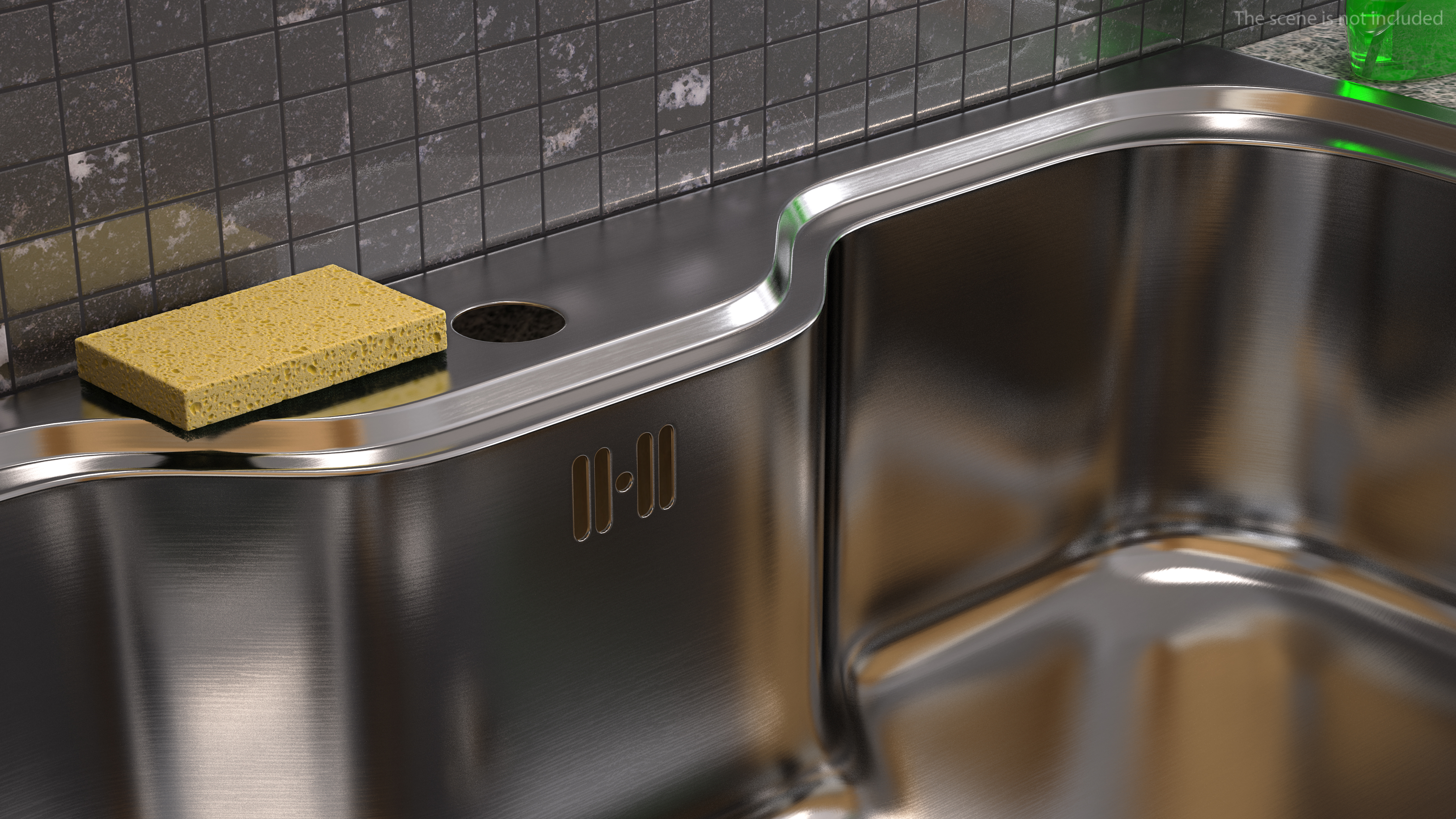 3D Wide Single Bowl Stainless Steel Inset Sink model