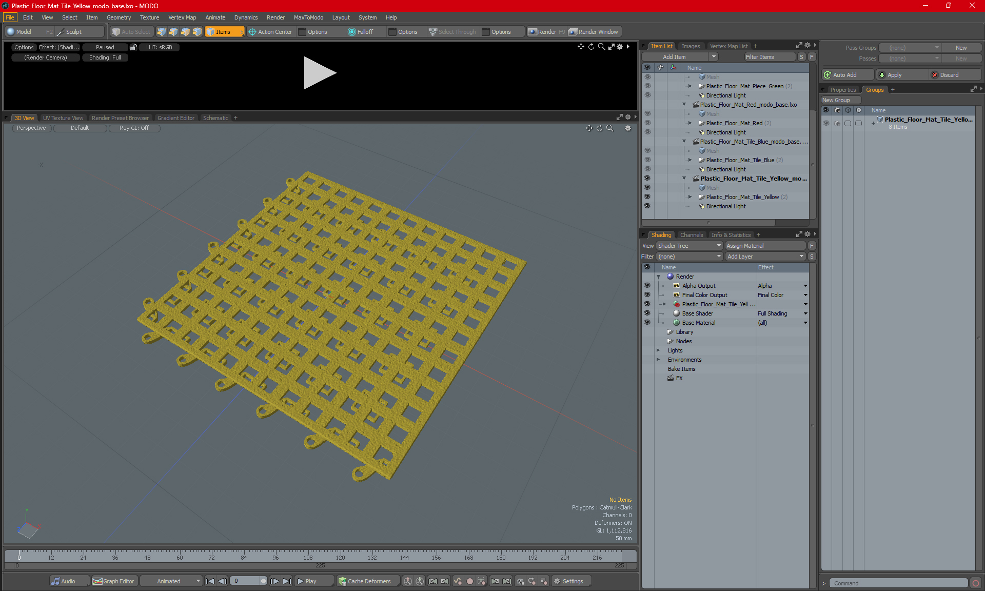 3D model PVC Floor Mat Tile Yellow