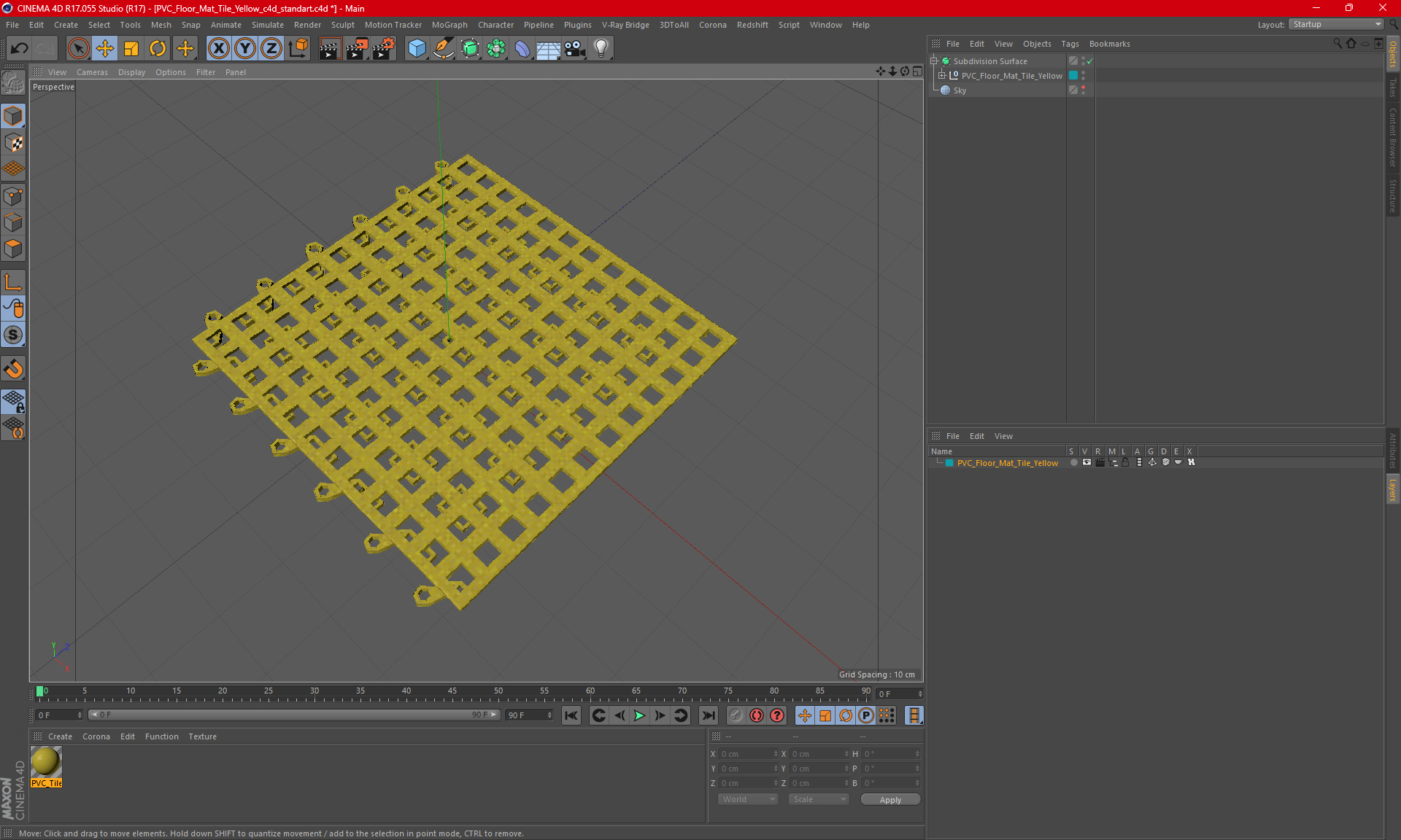 3D model PVC Floor Mat Tile Yellow