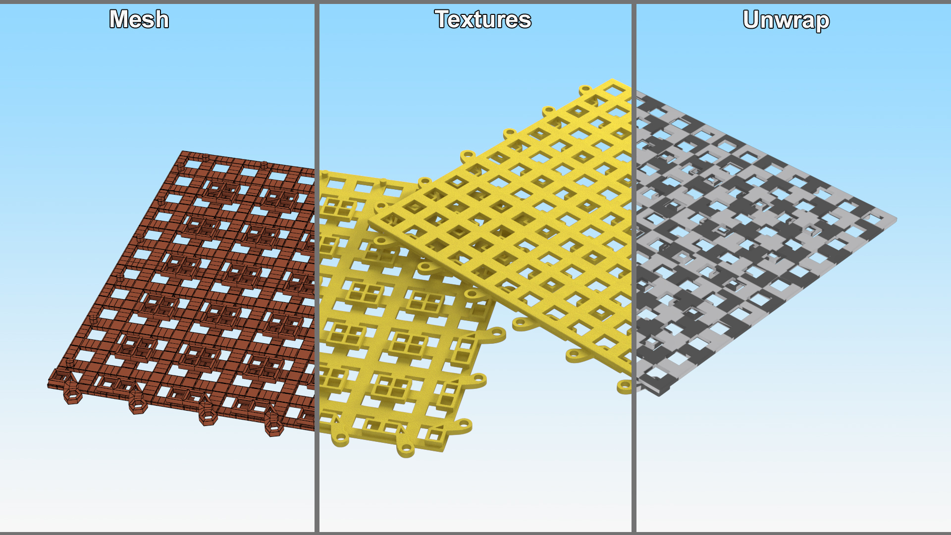 3D model PVC Floor Mat Tile Yellow
