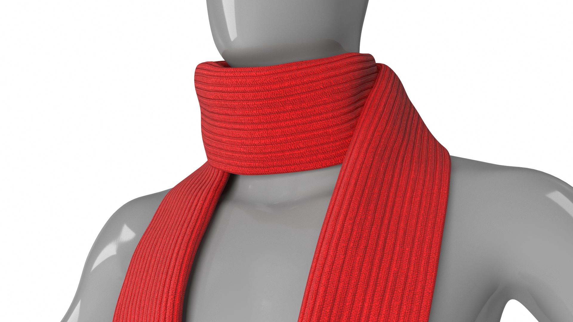 3D Red Scarf Once Around Tied