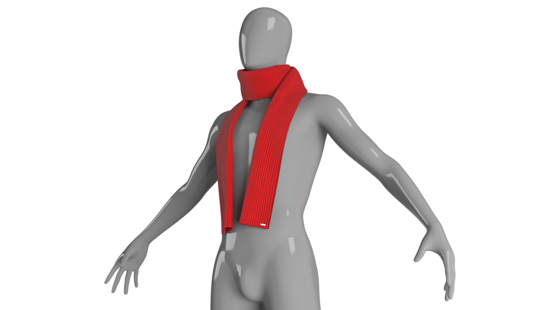 3D Red Scarf Once Around Tied