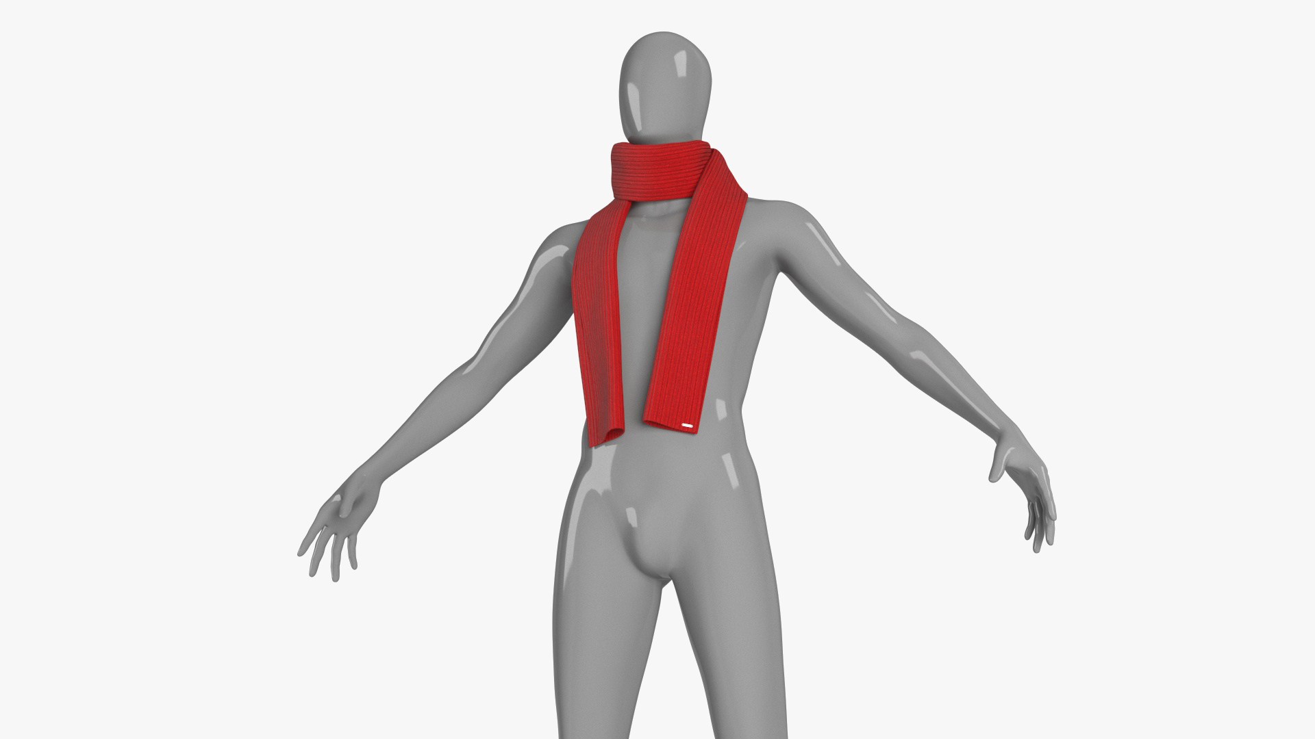 3D Red Scarf Once Around Tied