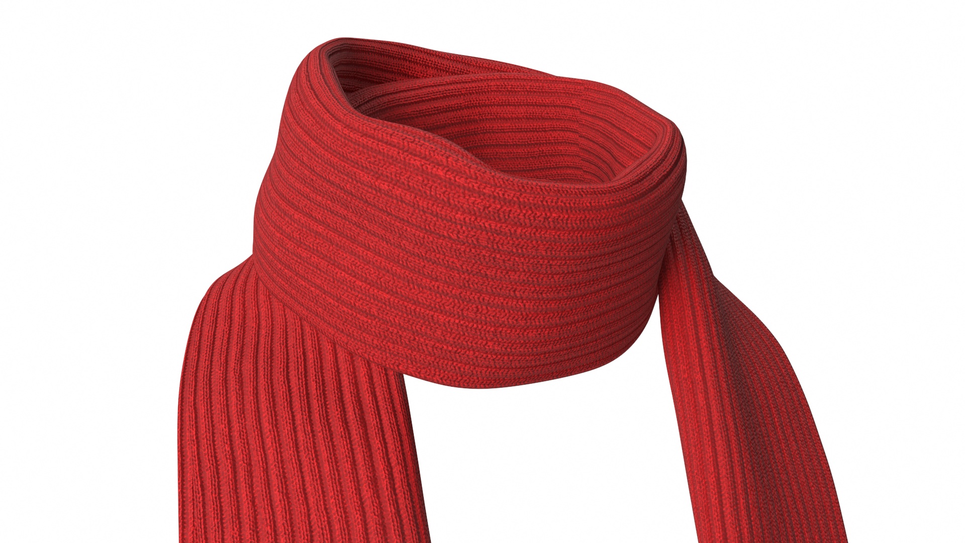 3D Red Scarf Once Around Tied