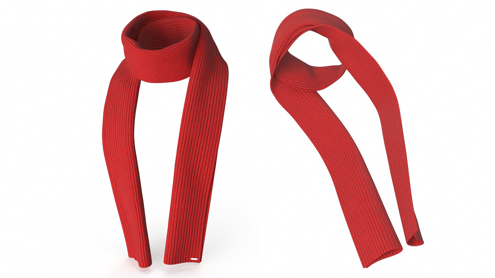 3D Red Scarf Once Around Tied