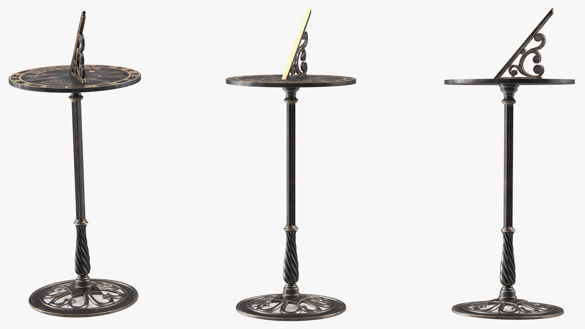 3D Solid Brass Sundial on Pedestal