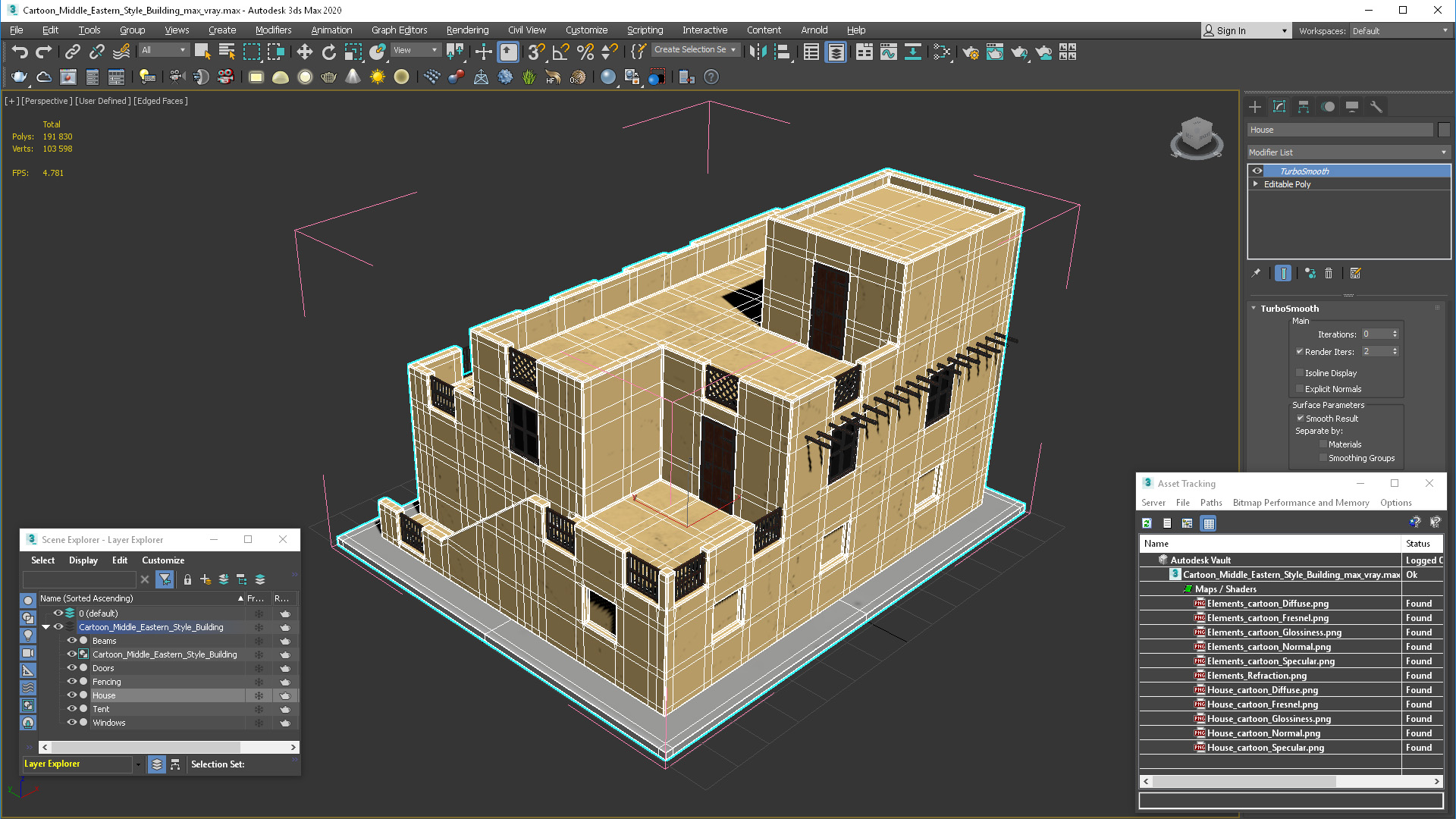 Cartoon Middle Eastern Style Building 3D
