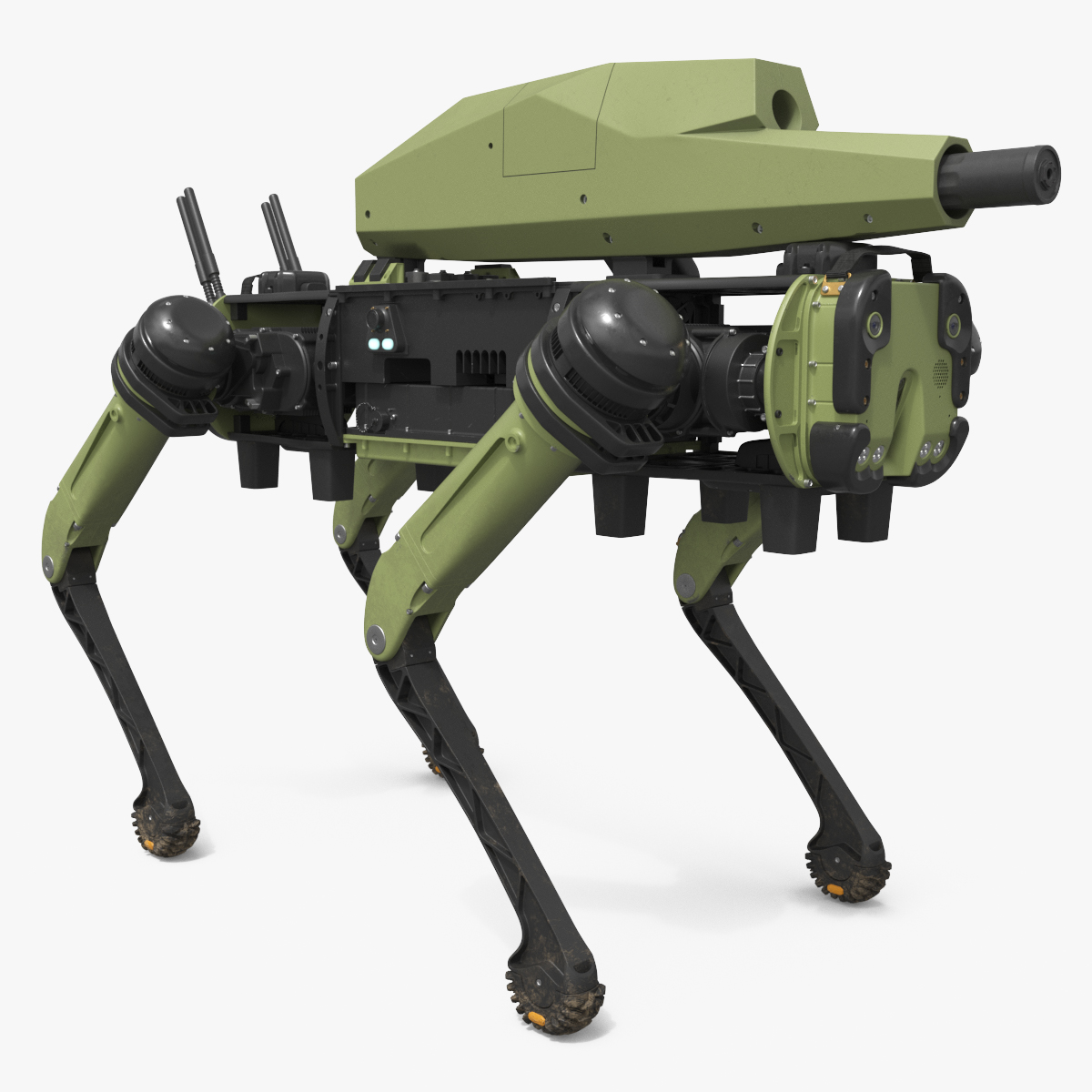 Military Robotic Dog with Gun Turret