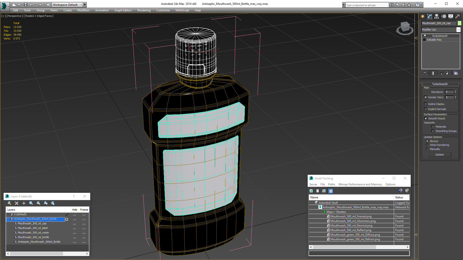3D Antiseptic Mouthwash 500ml Bottle model