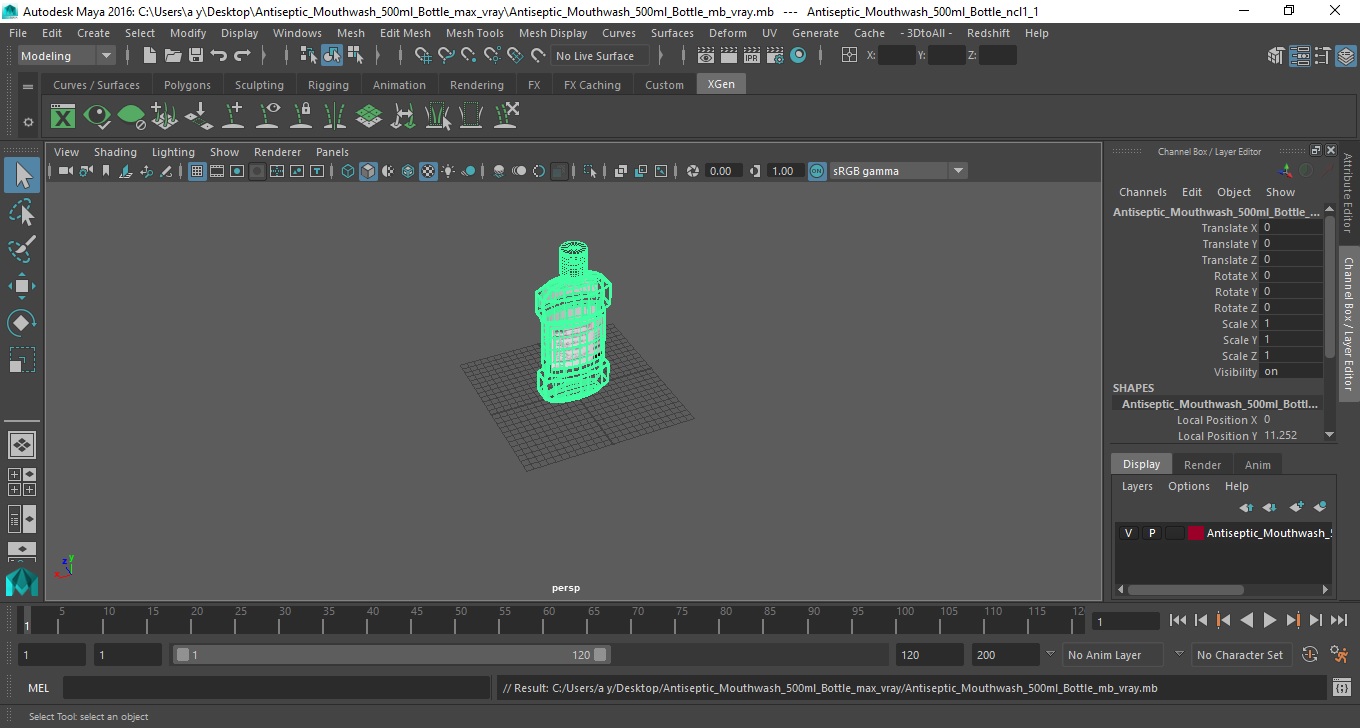 3D Antiseptic Mouthwash 500ml Bottle model