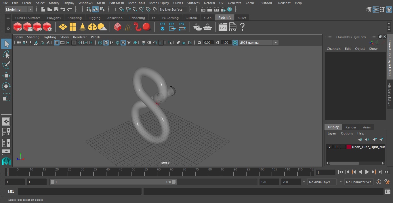 Neon Tube Light Number 8 3D model
