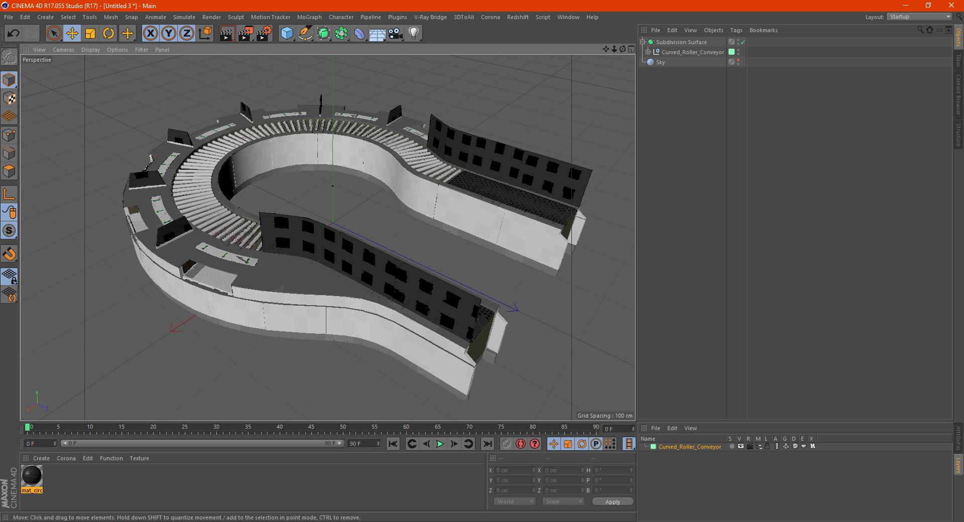 Curved Roller Conveyor 3D