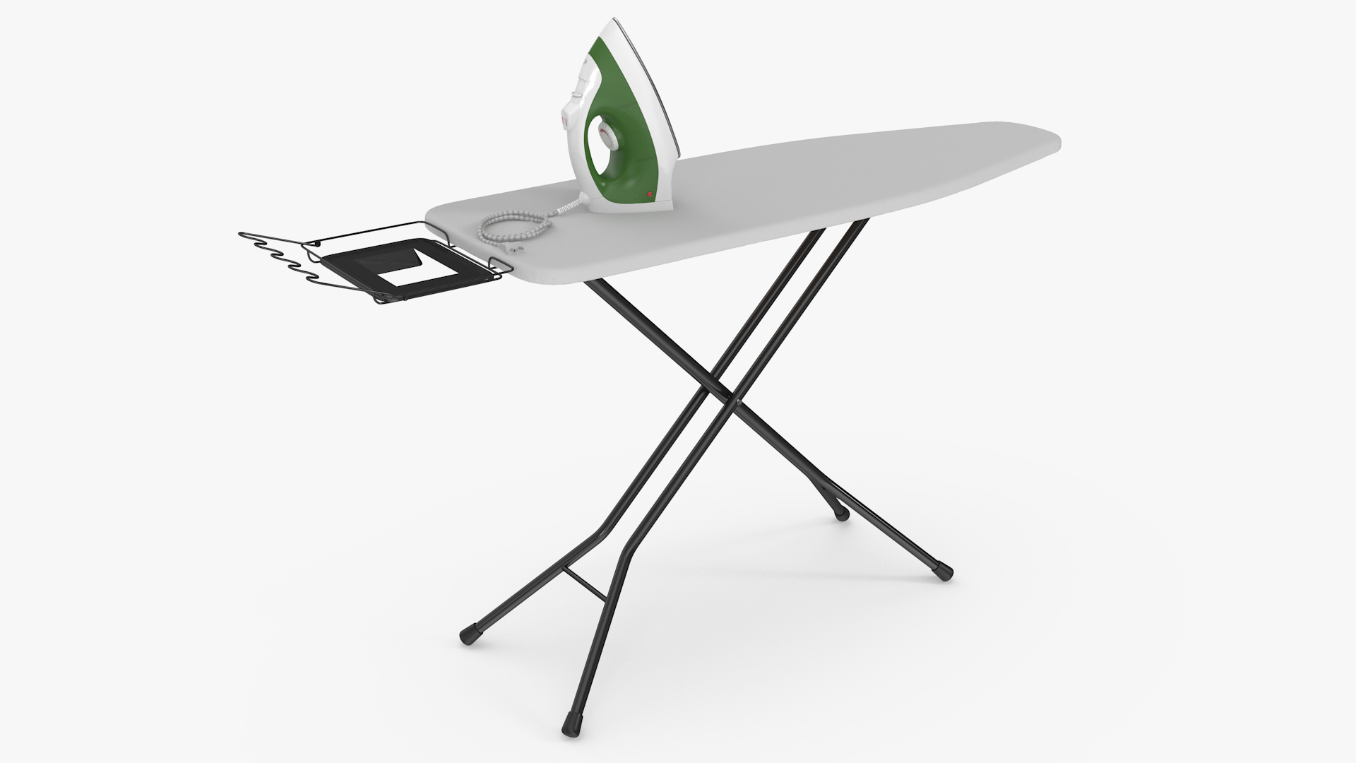 3D Electric Iron Green on Ironing Table