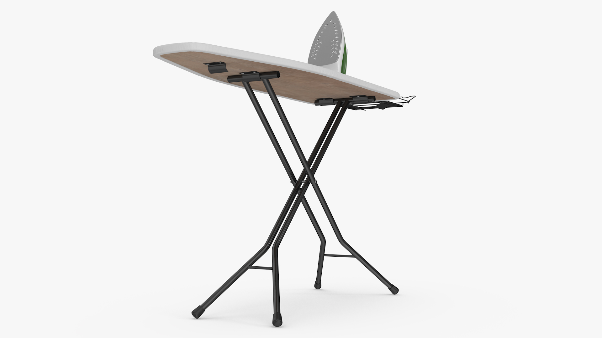 3D Electric Iron Green on Ironing Table