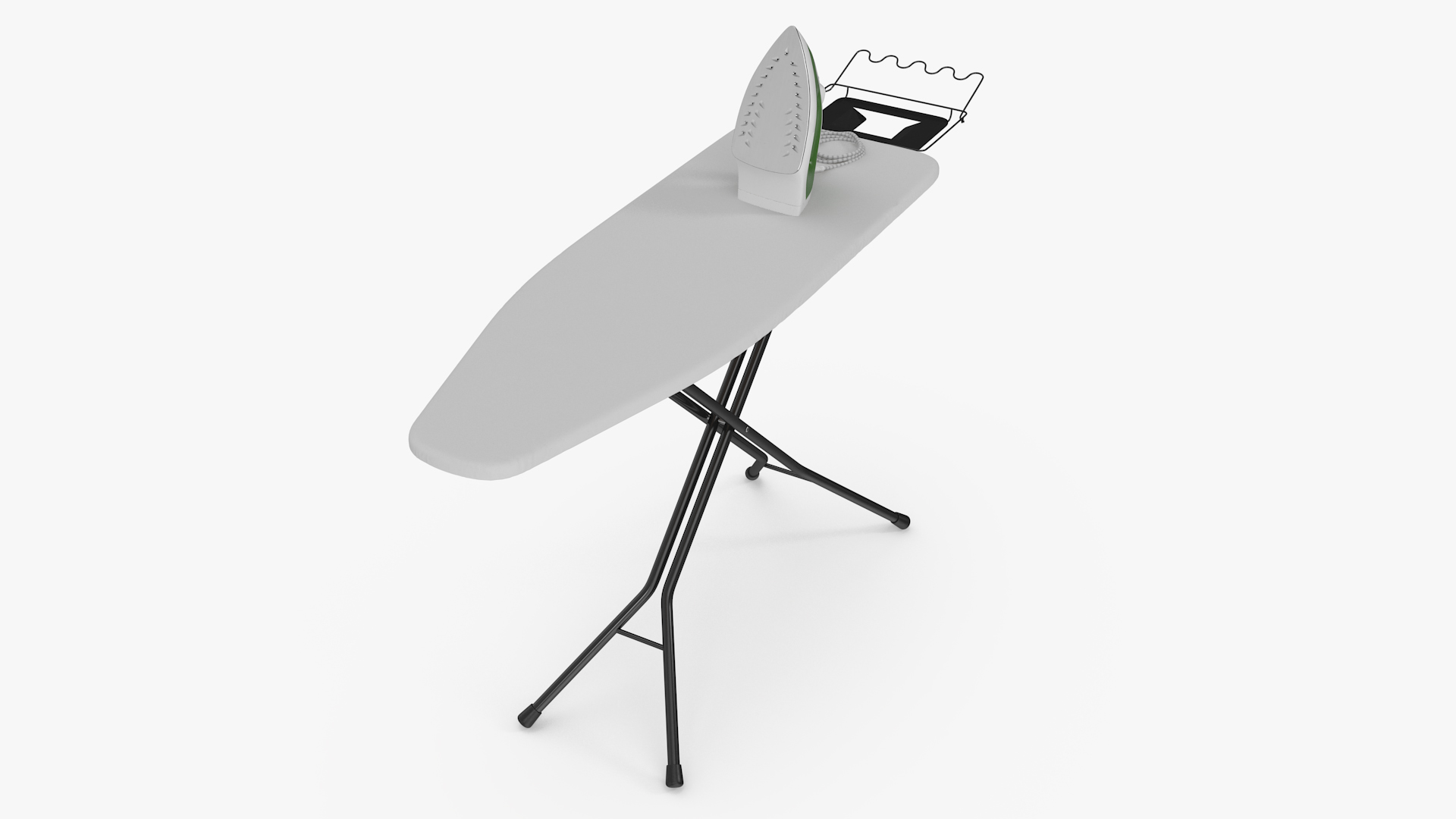 3D Electric Iron Green on Ironing Table