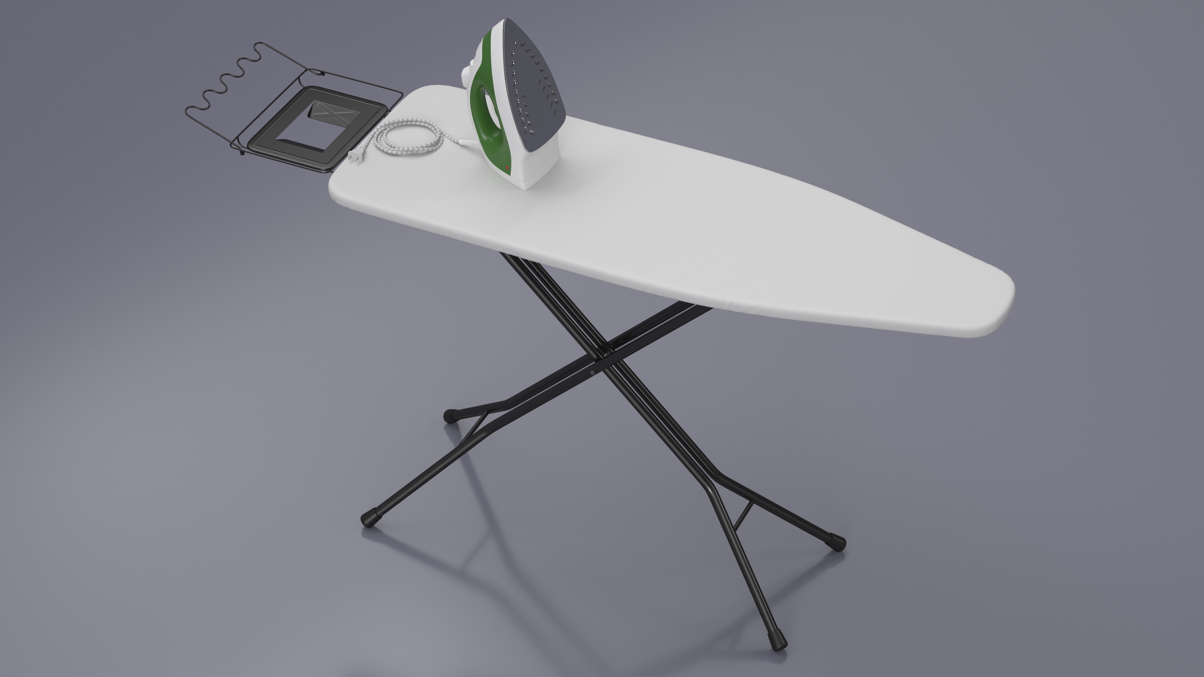 3D Electric Iron Green on Ironing Table