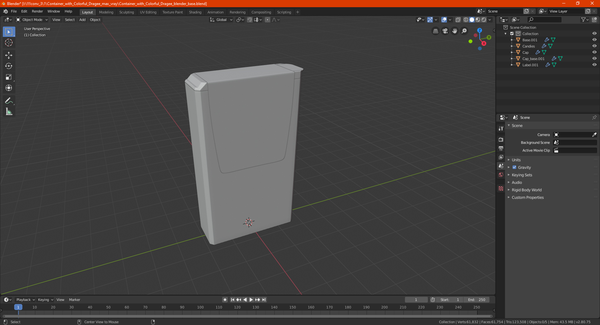 3D model Container with Colorful Dragee