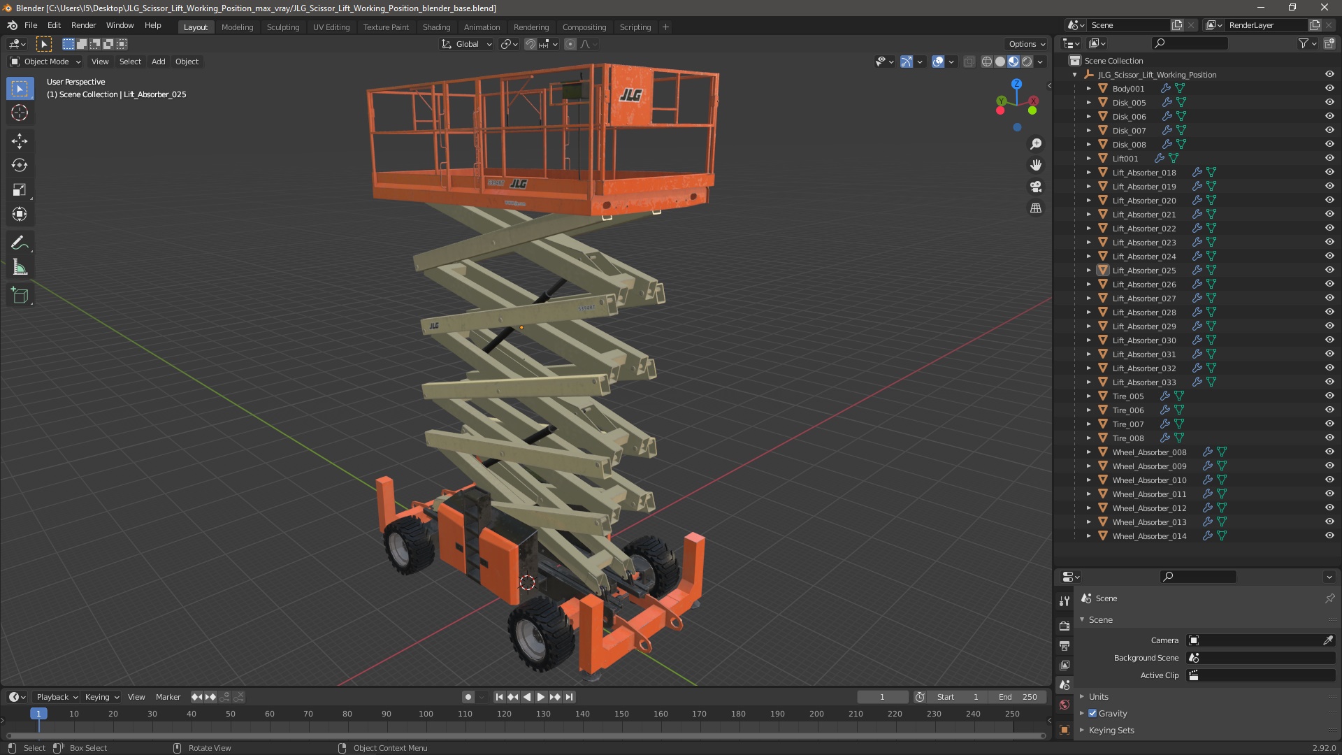 3D JLG Scissor Lift Working Position model