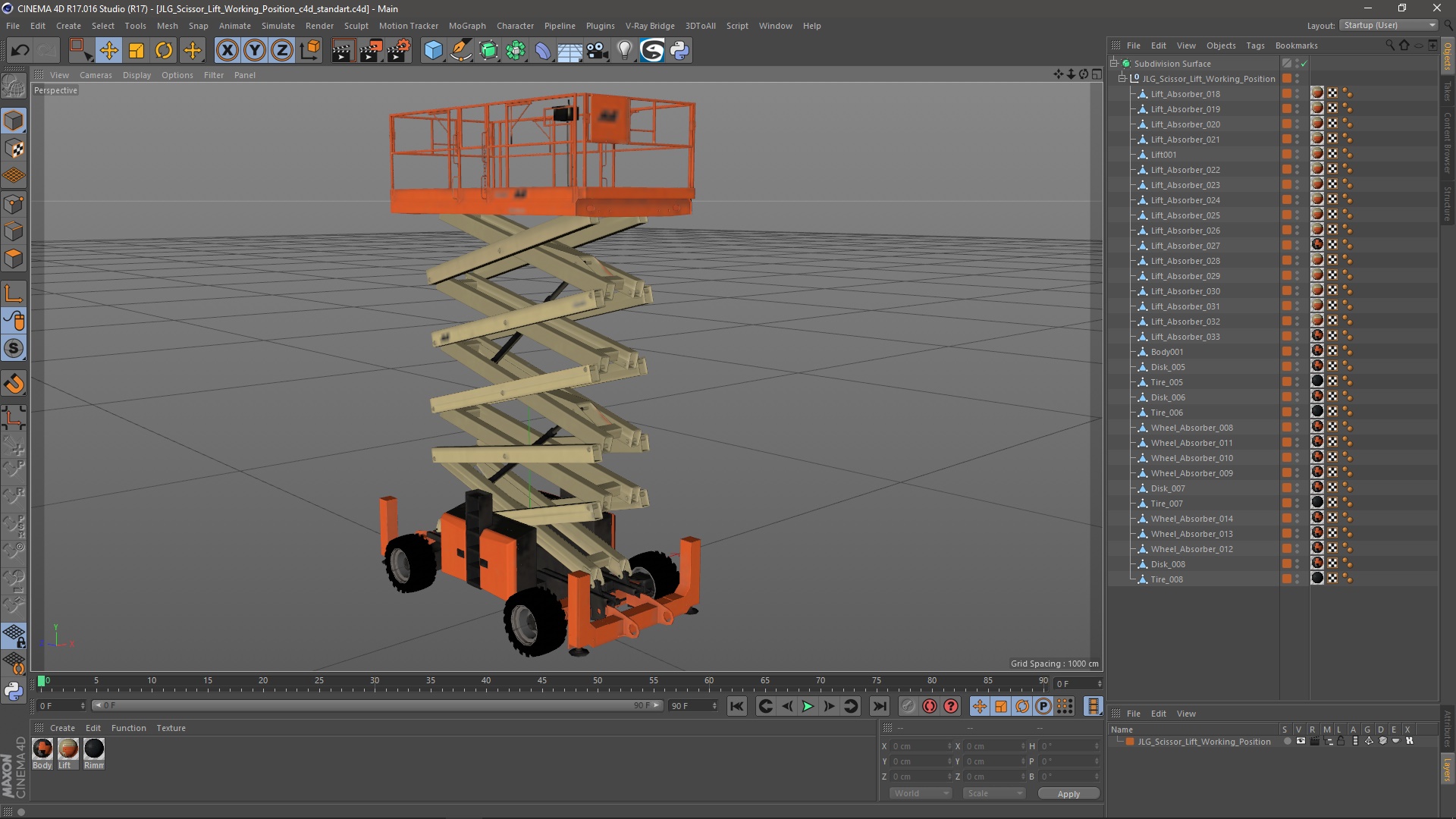 3D JLG Scissor Lift Working Position model