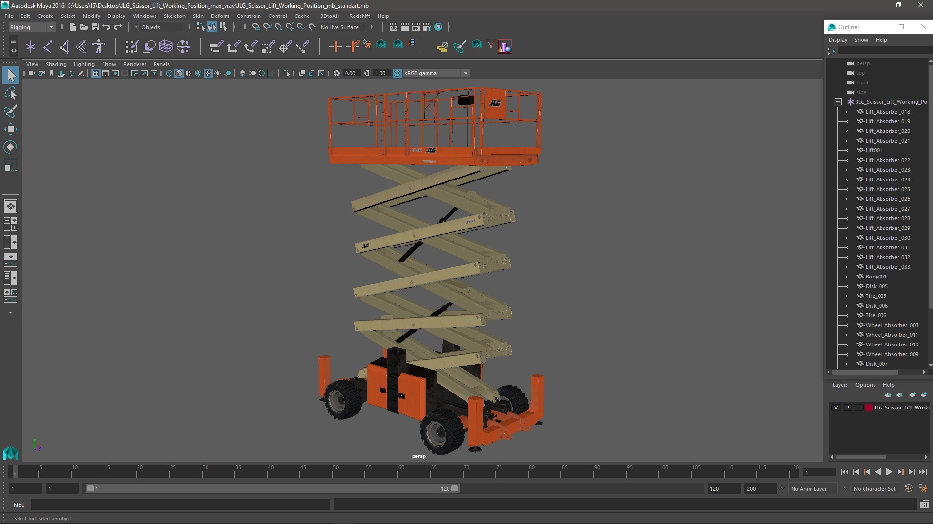 3D JLG Scissor Lift Working Position model