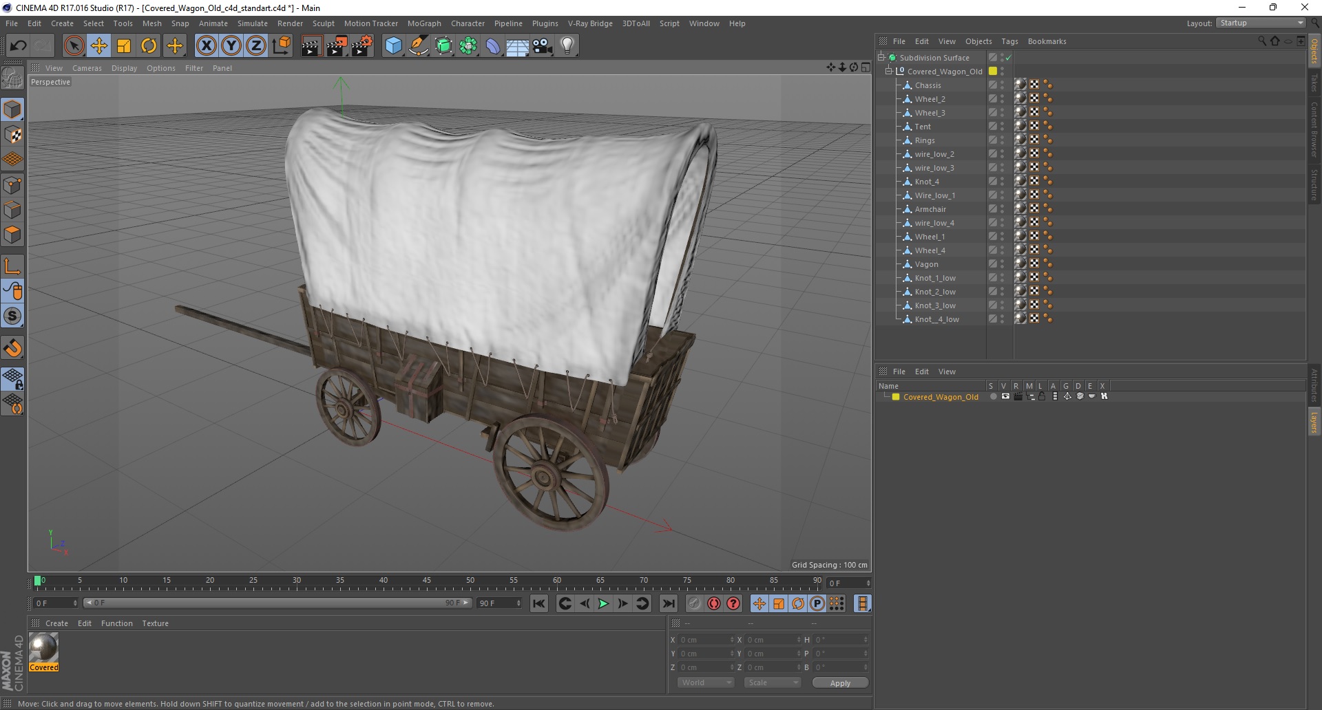 Covered Wagon Old 3D