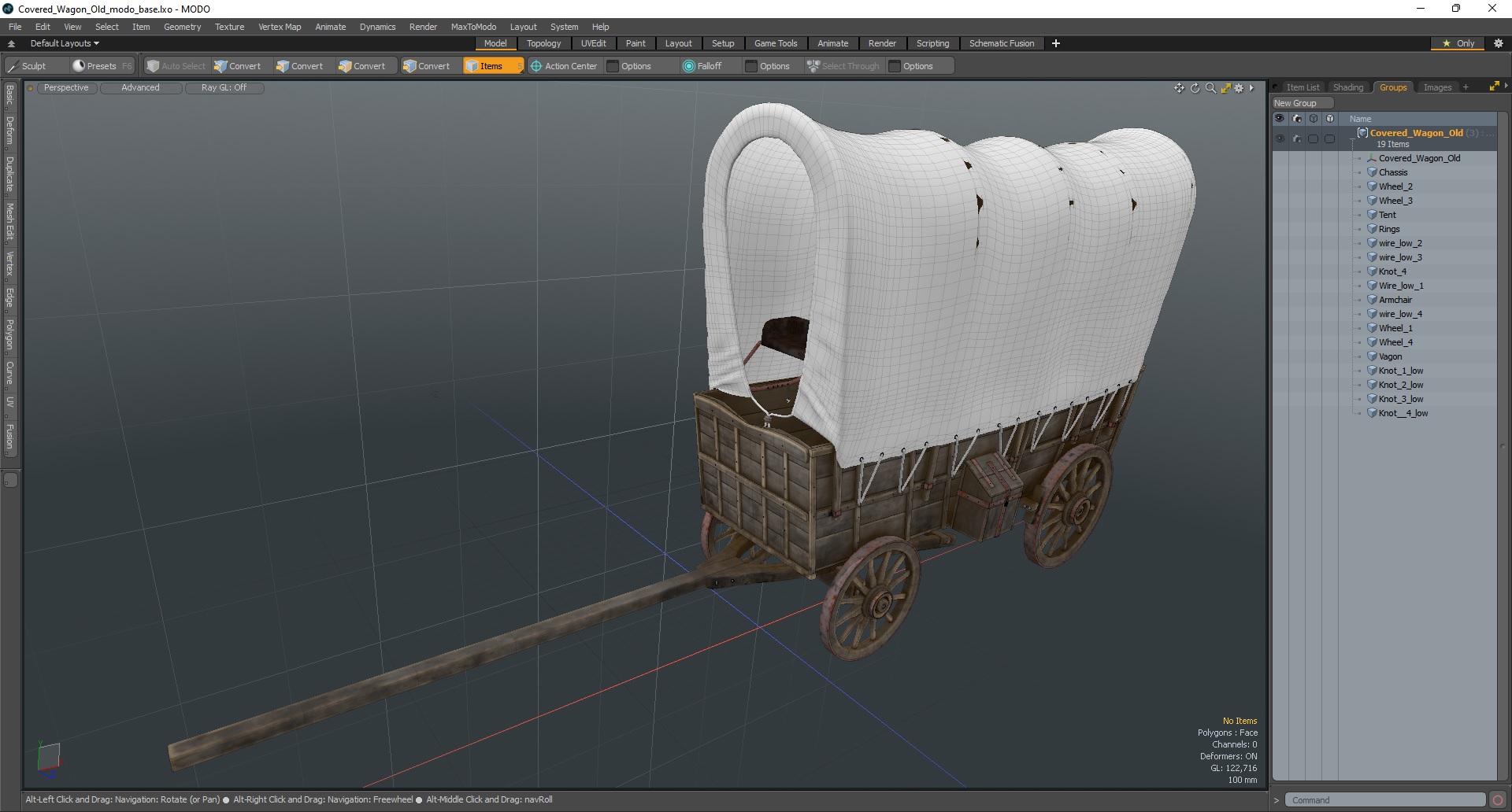 Covered Wagon Old 3D